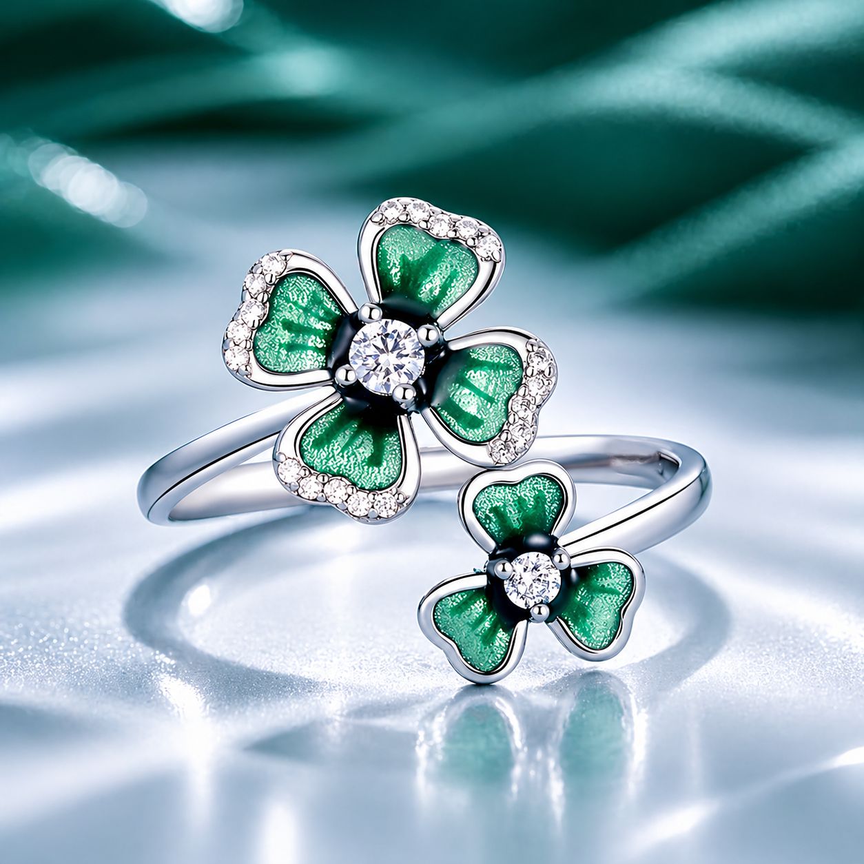 925 Sterling Silver Enamel Pavé CZ Ring for Women DestGlow