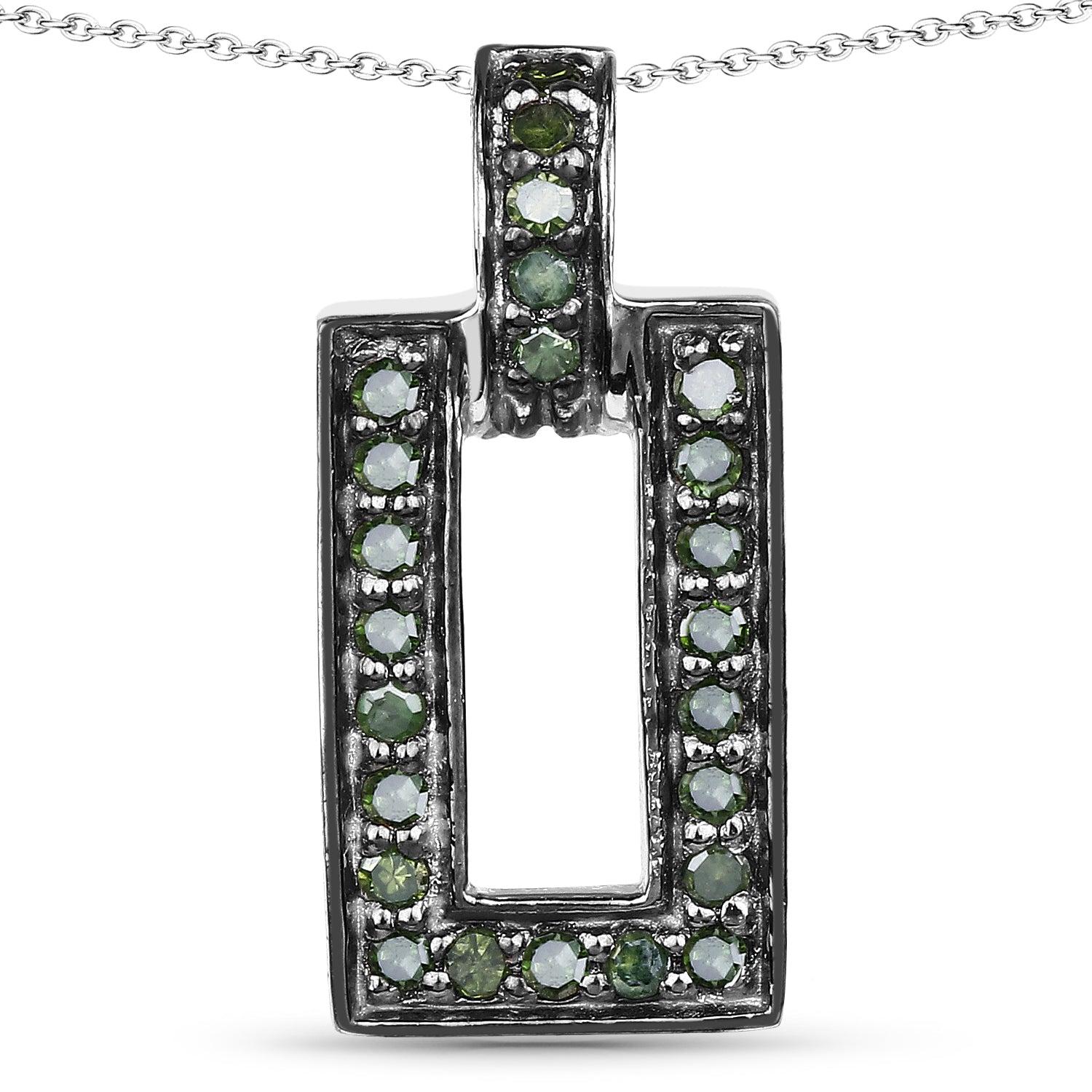 0.36 Carat Genuine Green Diamond .925 Sterling Silver Pendant by Bids.com