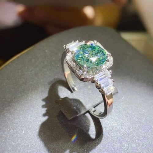 3 Carat Moissanite Ring - Platinum Plated 925 Sterling Silver