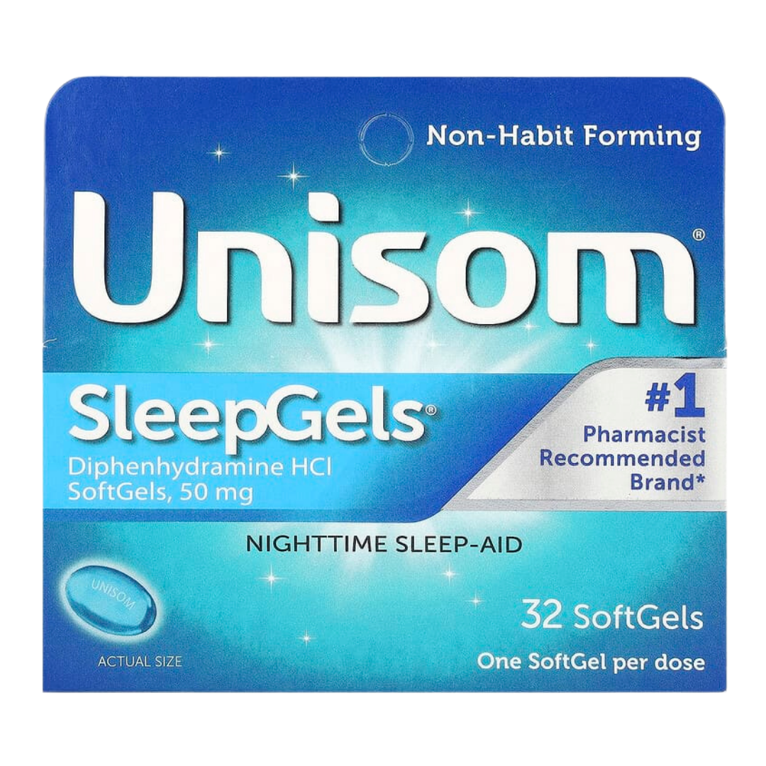 Unisom SleepGels Nighttime Sleep-Aid Diphenhydramine HCl 50mg (32 SoftGels) DestGlow