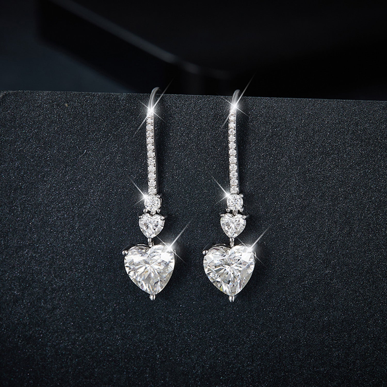5.44 Carat 925 Sterling Silver Sparkala™ Heart Drop Earrings by Sparkala