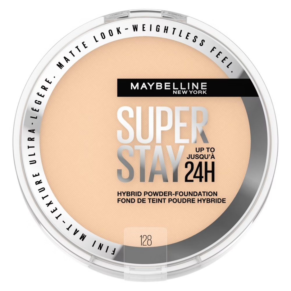 Maybelline Super Stay Matte 24HR Hybrid Pressed Powder Foundation (128, 0.21 oz) DestGlow