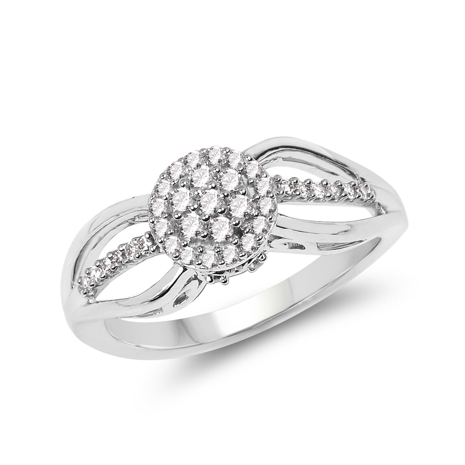 0.25 Carat Genuine White Diamond 14K White Gold Ring (E-F Color, SI Clarity) by Bids.com