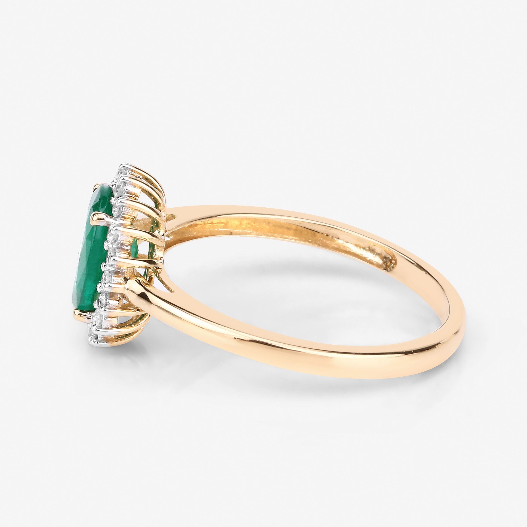 1.34 Carat Genuine Zambian Emerald and White Diamond 14K Yellow Gold Ring by Bids.com