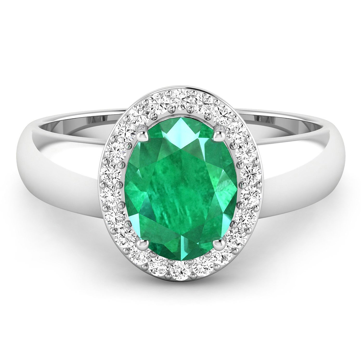 1.87 Carat Genuine Zambian Emerald and White Diamond 14K White Gold Ring by Bids.com