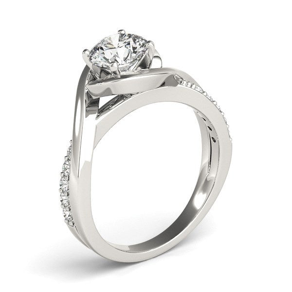 14k White Gold Split Band Round Bypass Diamond Engagement Ring (1 1/8 cttw) by Bids.com