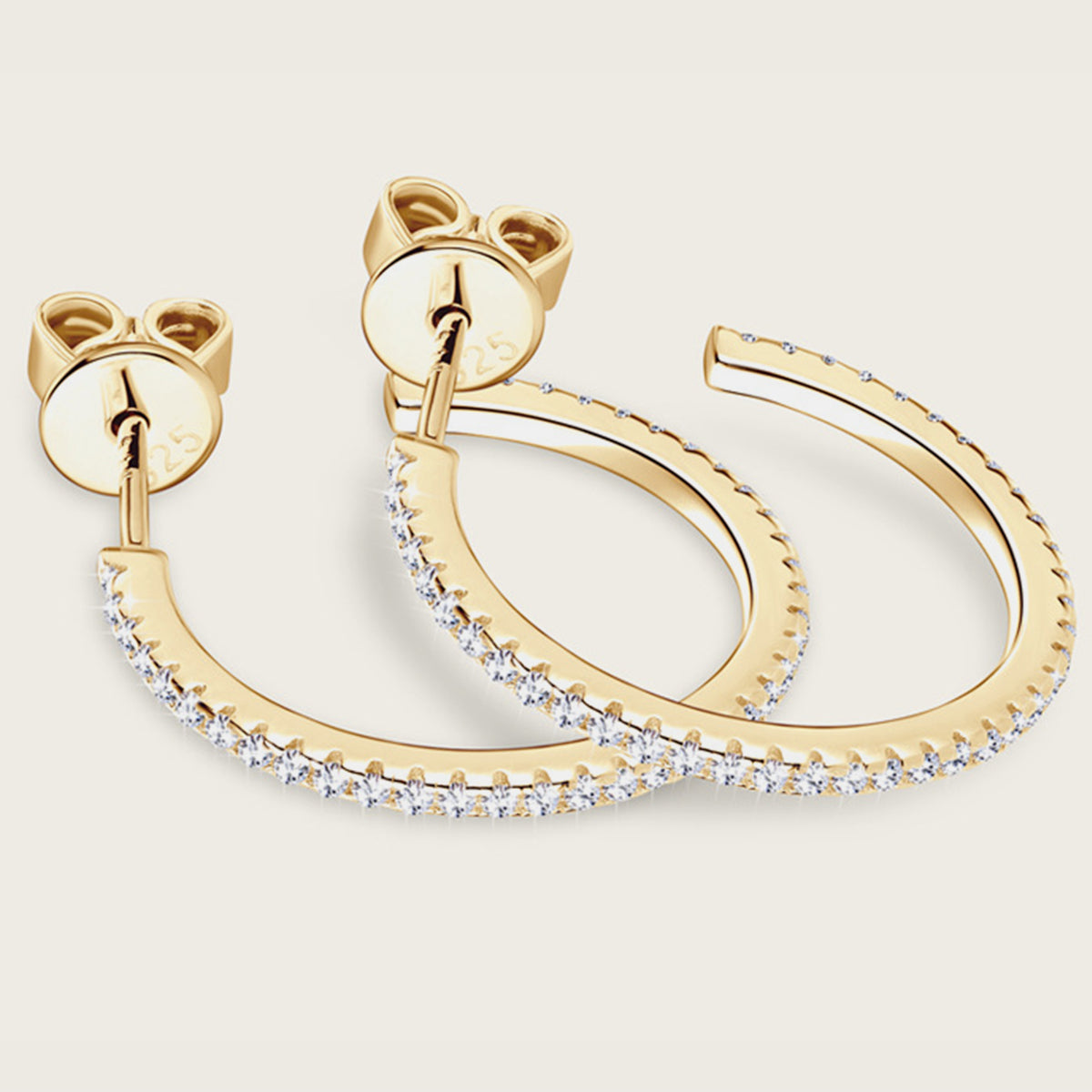 Inlaid Sparkala™ Pure Sterling Silver C-Hoop Earrings by Sparkala