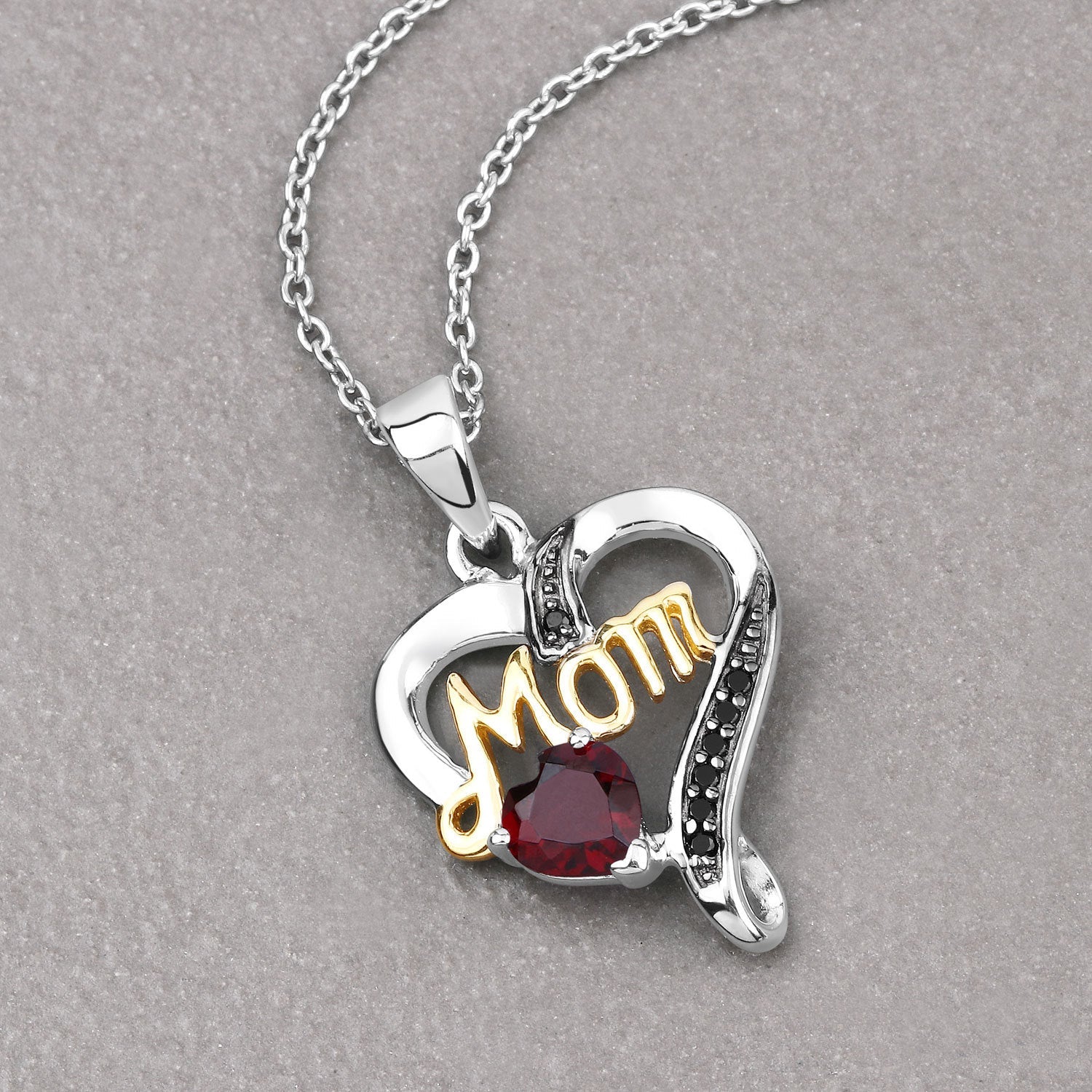 0.55 Carat Genuine Garnet and Black Spinel .925 Sterling Silver Pendant by Bids.com