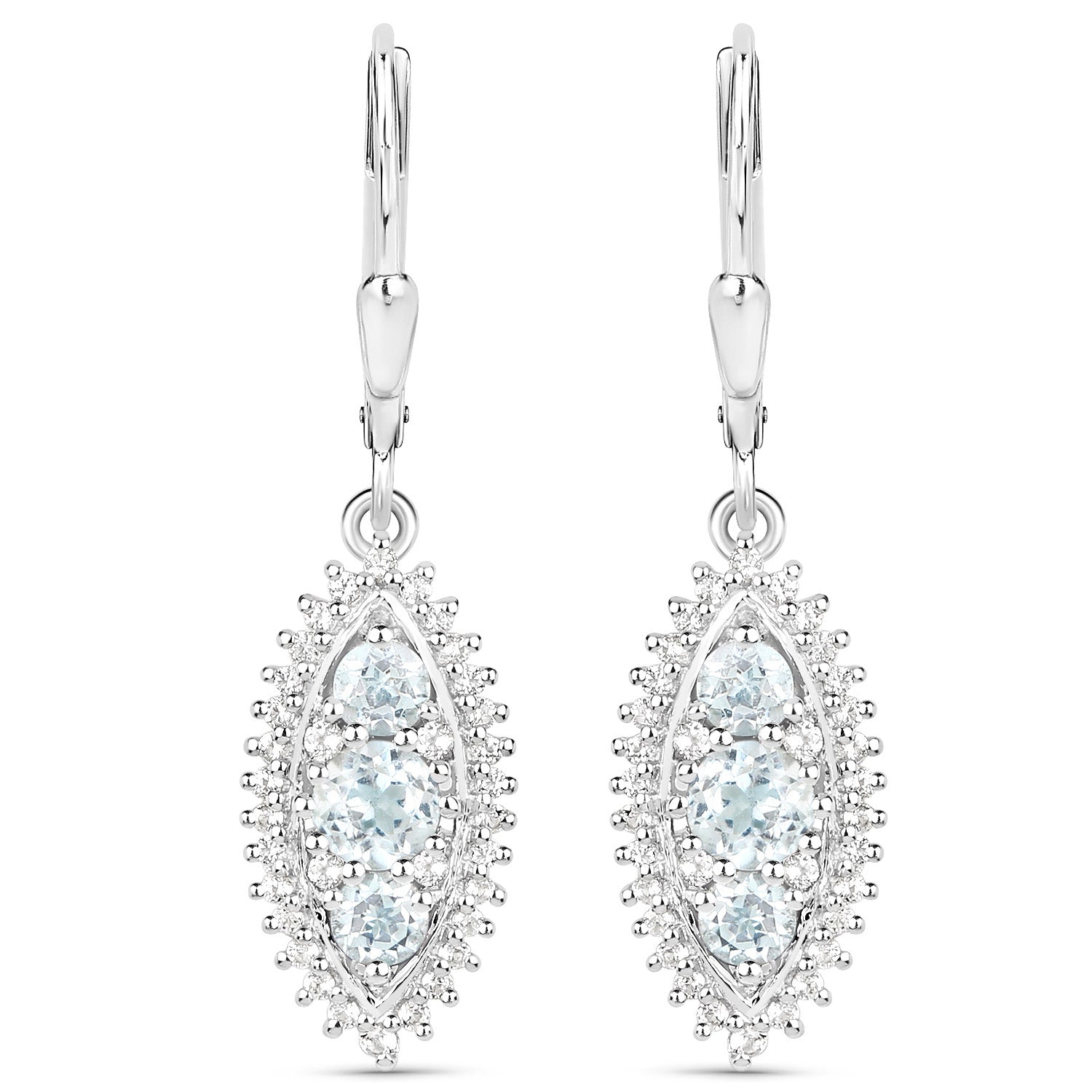 4.50 Carat Genuine Blue Topaz and White Topaz .925 Sterling Silver 3 Piece Jewelry Set (Ring, Earrings, and Pendant w/ Chain) by Bids.com