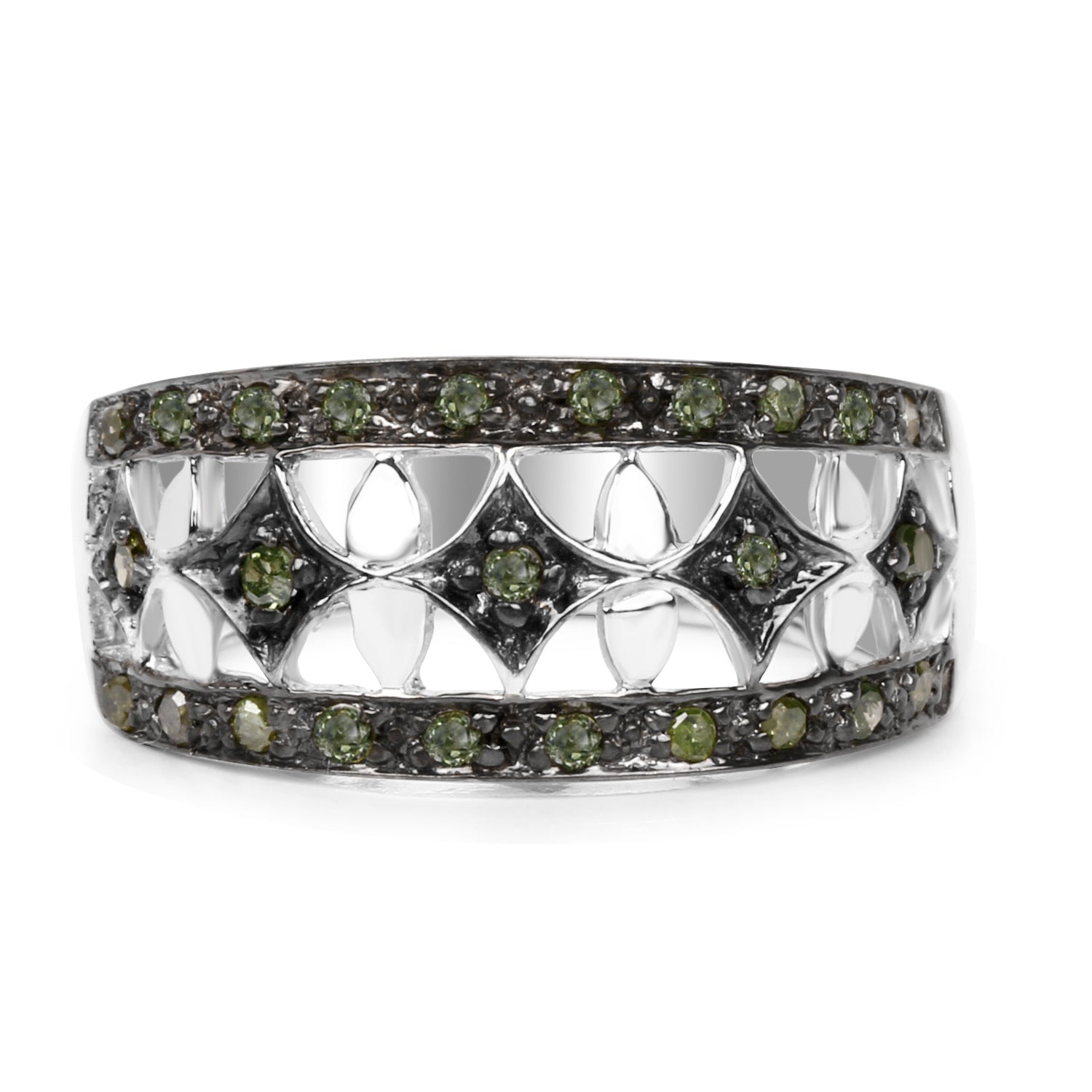 0.32 Carat Genuine Green Diamond .925 Sterling Silver Ring by Bids.com