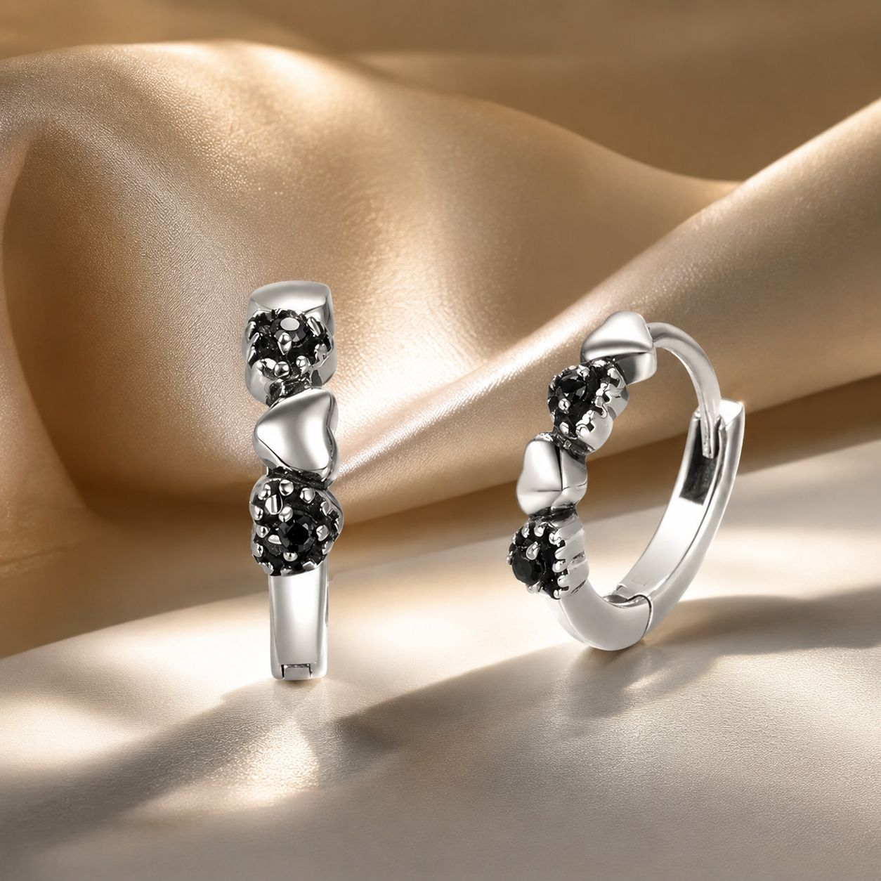 925 Sterling Silver Earrings with Pavé Setting CZ, 1.1*0.3cm DestGlow