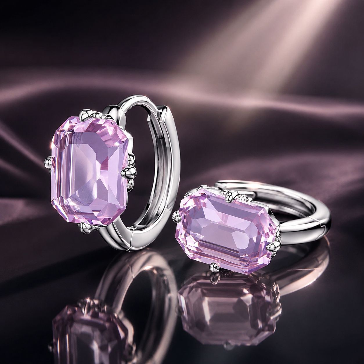925 Sterling Silver Earrings with Transparent Glass, 12x7mm, for Women DestGlow