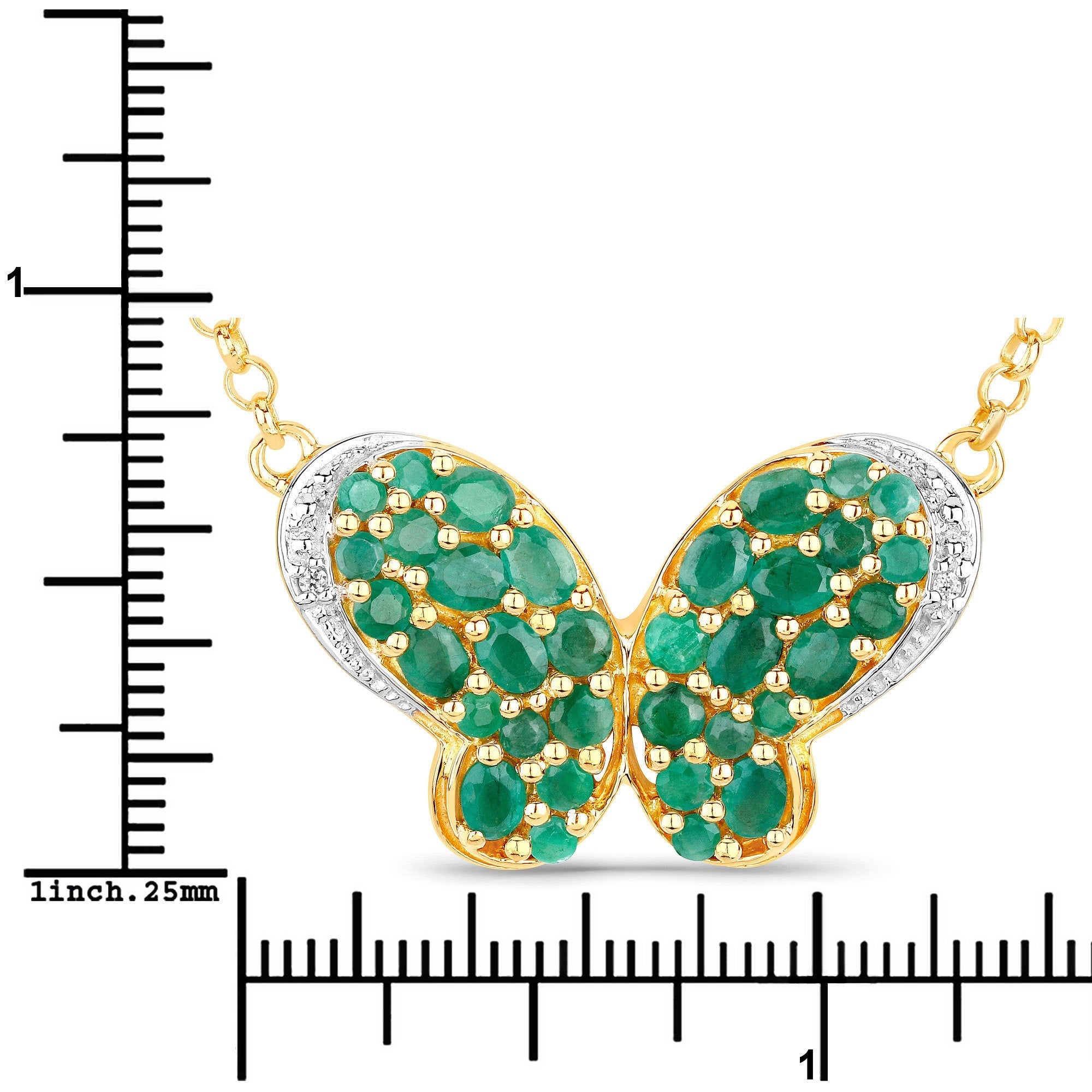2.80 Carat Genuine Emerald and White Zircon .925 Sterling Silver Pendant DestGlow