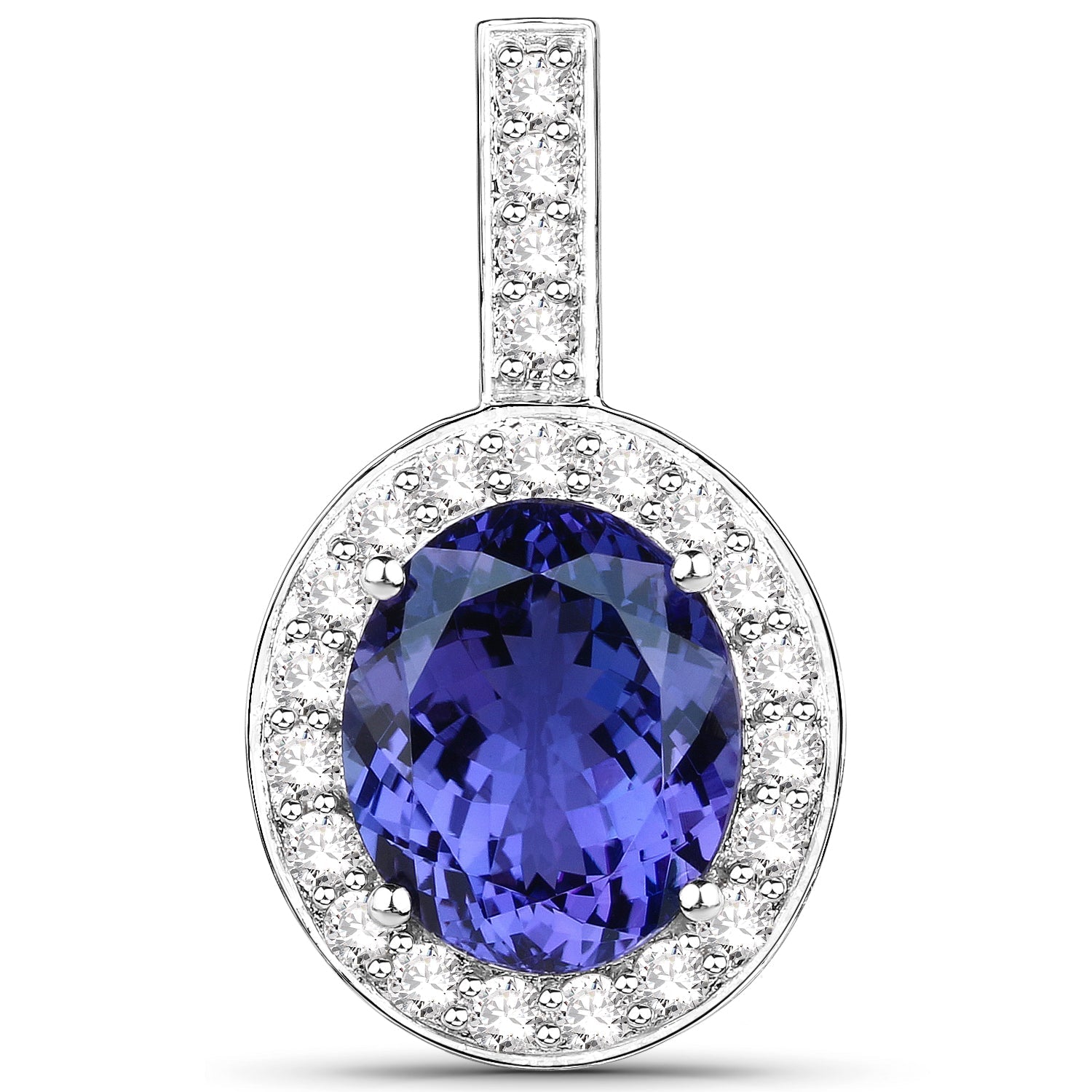 10.15 Carat Genuine Tanzanite and White Diamond 18K White Gold Pendant by Bids.com