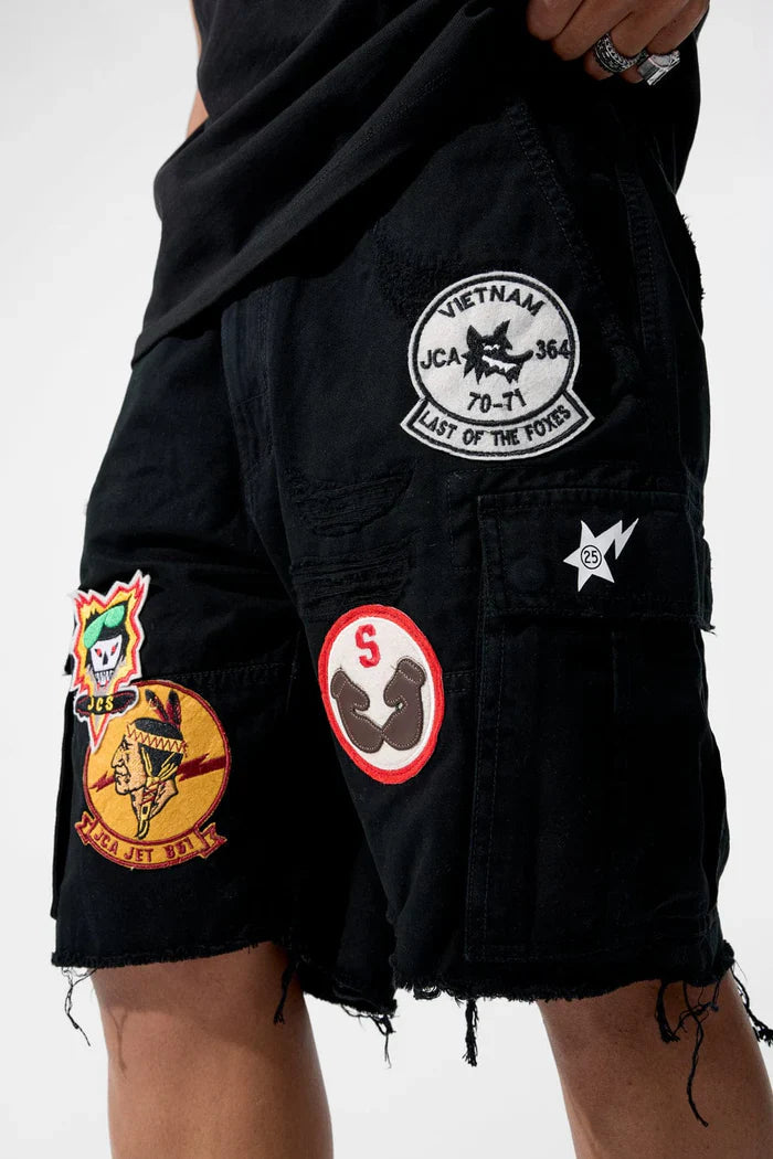 Jordan Craig War Angel Cargo Shorts - Black by Denim Exchange