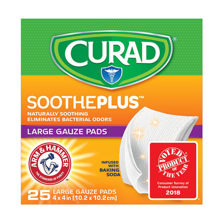 Curad Soothe plus Gauze Pads Large 4x4 In 25Ct - DestGlow