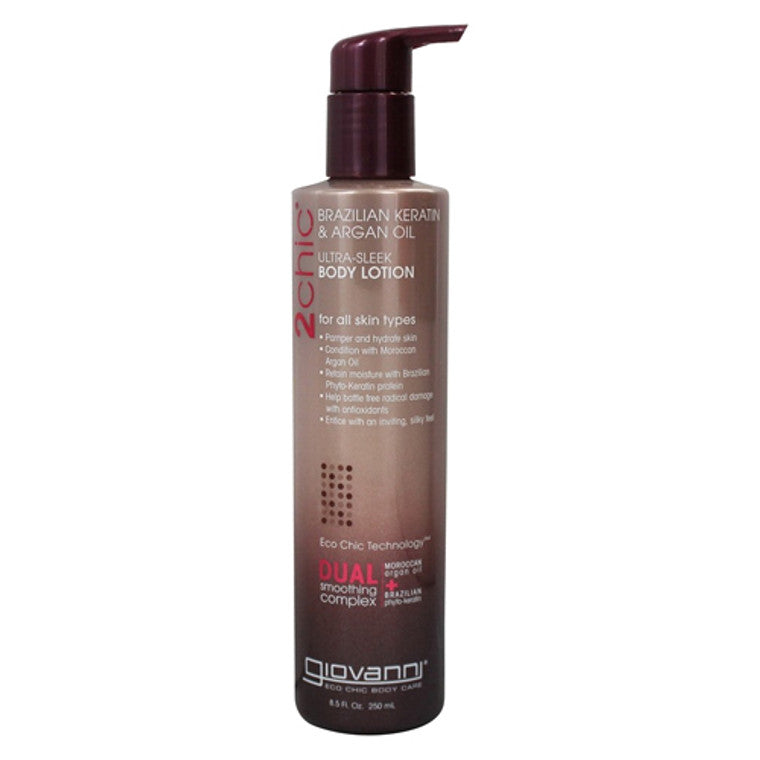Giovanni Cosmetics 2chic Brazilian Keratin & Argan Oil Ultra Sleek Body Lotion 8.5 Oz by Pasteur Pharmacy