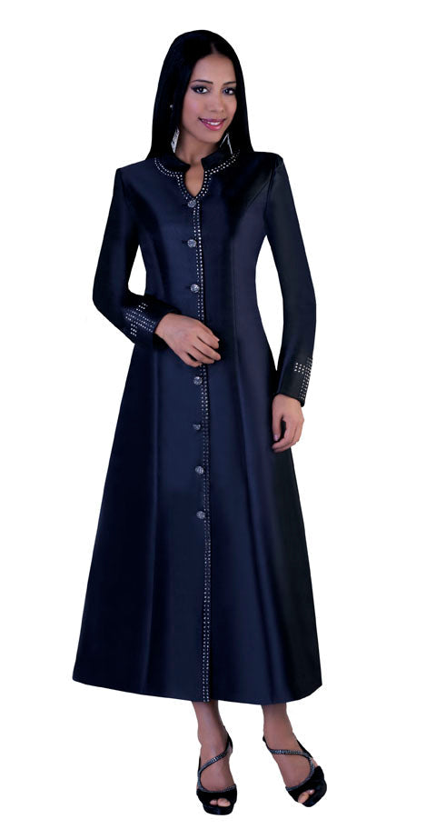 Plus Size Satin Cassock Robe with Rhinestone Button Front - 4445W by Tally Taylor