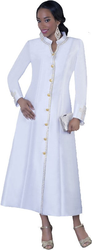 Plus Size Satin Cassock Robe with Rhinestone Button Front - 4445W by Tally Taylor