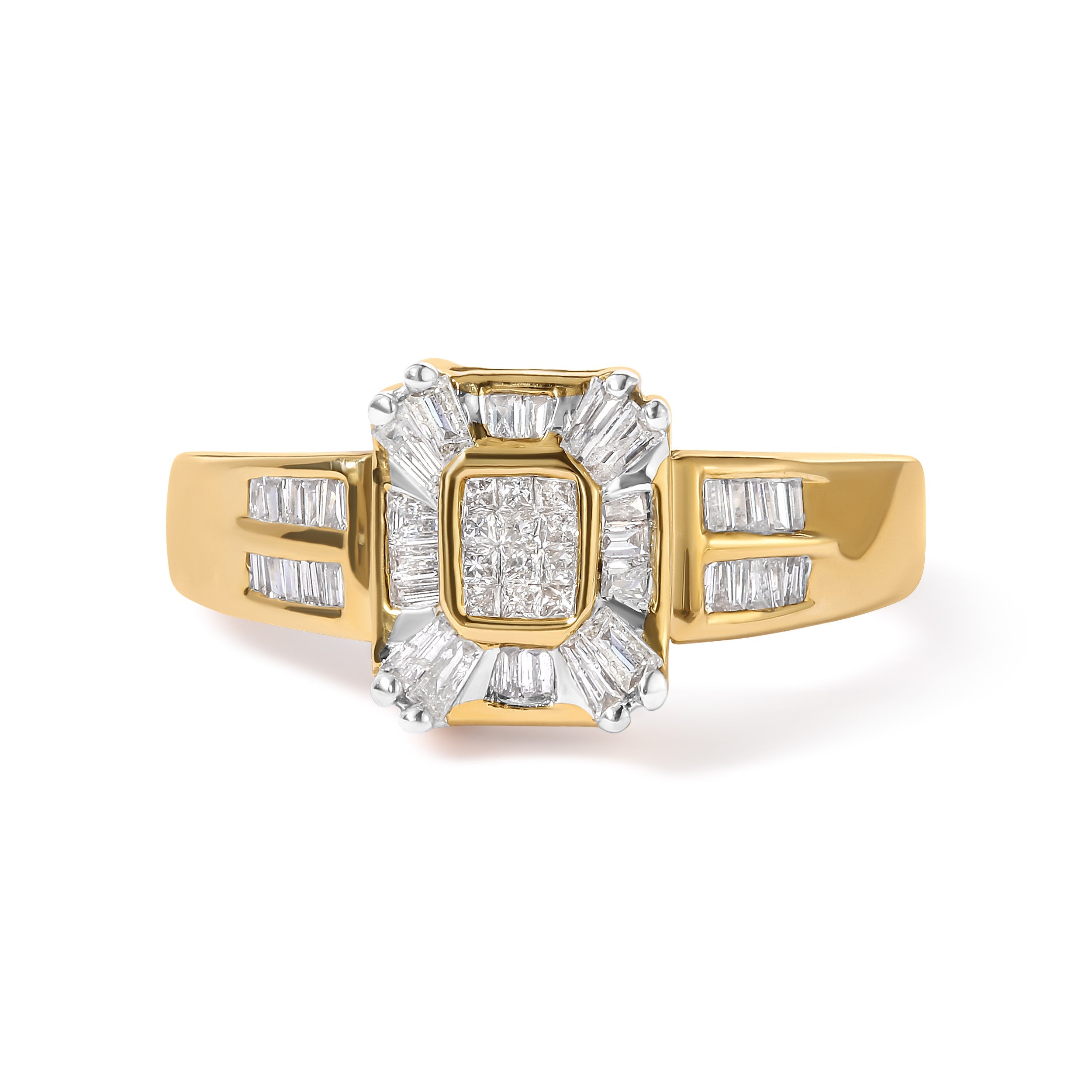 10K Yellow Gold 1/2 Cttw Diamond Composite and Halo Ring (H-I Color, SI1-SI2 Clarity) - Ring Size 7 by Bids.com