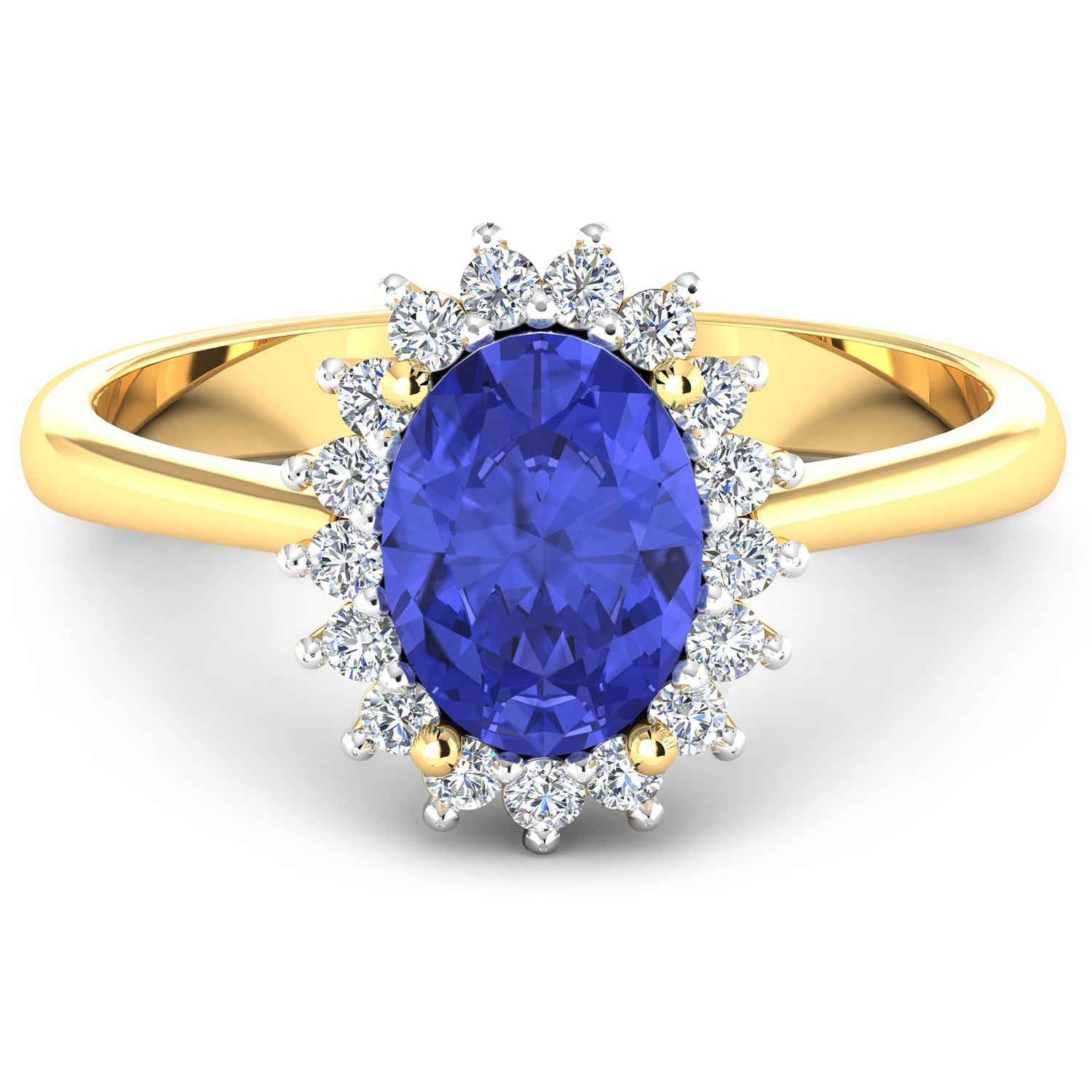 1.92 Carat Genuine Tanzanite and White Diamond 14K Yellow Gold Ring by Bids.com