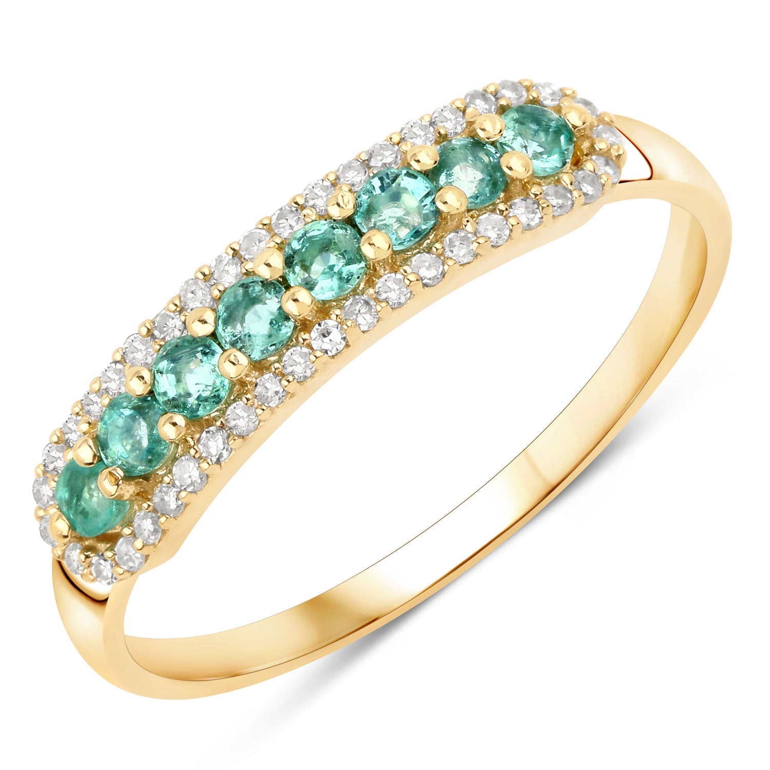 0.35 Carat Genuine Zambian Emerald and White Diamond 14K Yellow Gold Ring by Bids.com