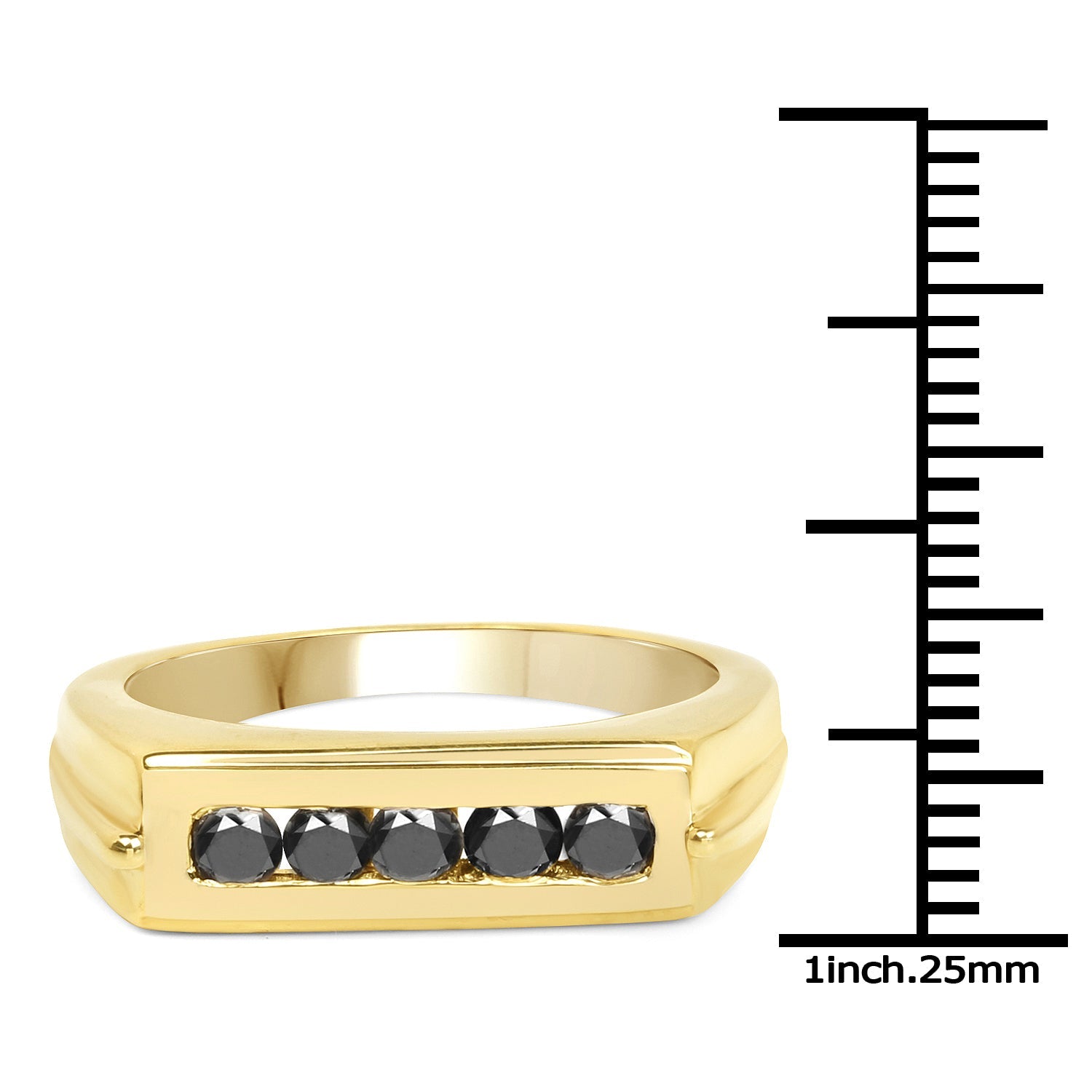 14K Yellow Gold Plated 0.50 Carat Genuine Black Diamond .925 Sterling Silver Ring by Bids.com