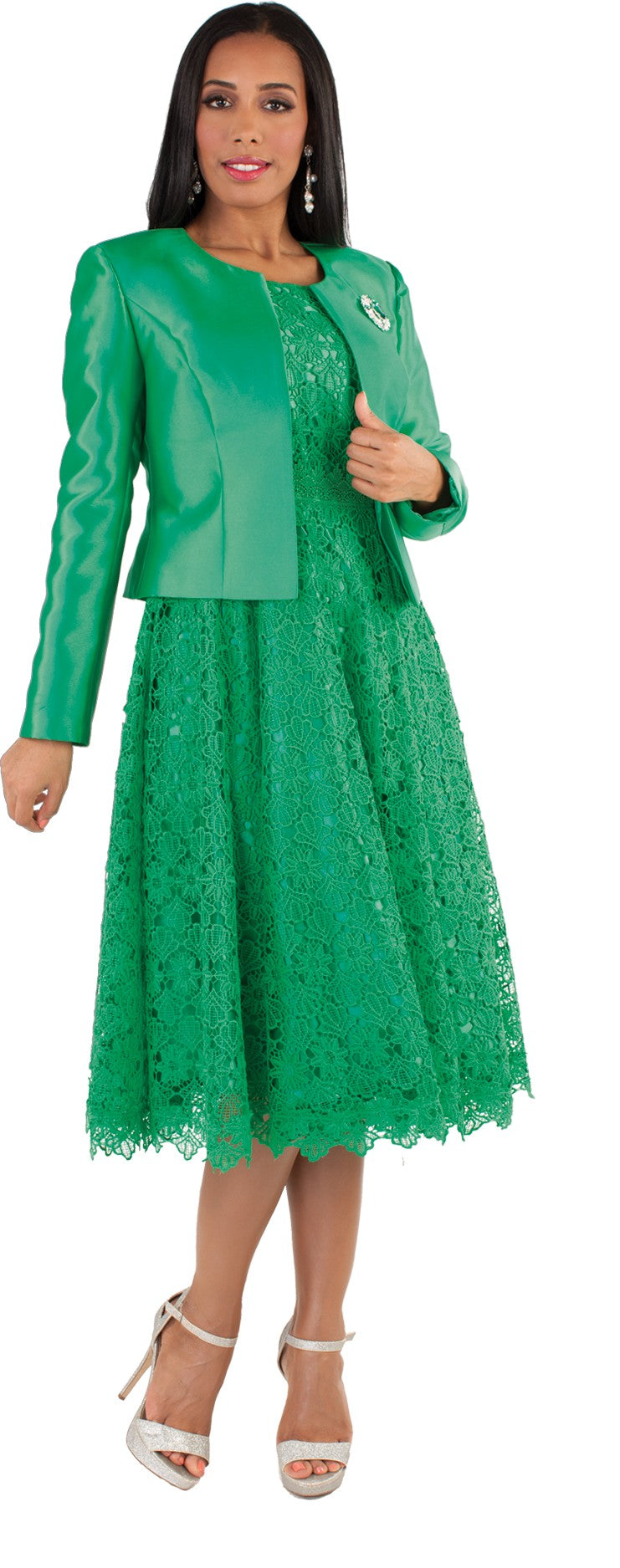 Lace Church Dress with Satin Jacket Set- 4529 by Tally Taylor