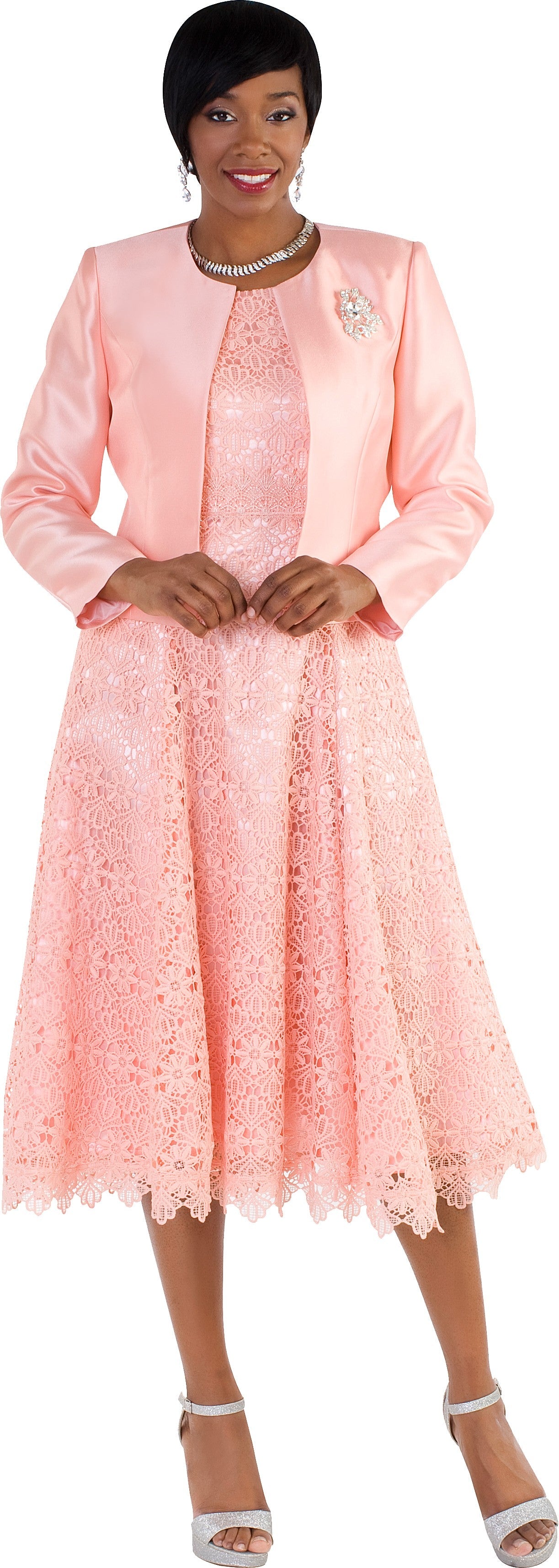 Lace Church Dress with Satin Jacket Set- 4529 by Tally Taylor