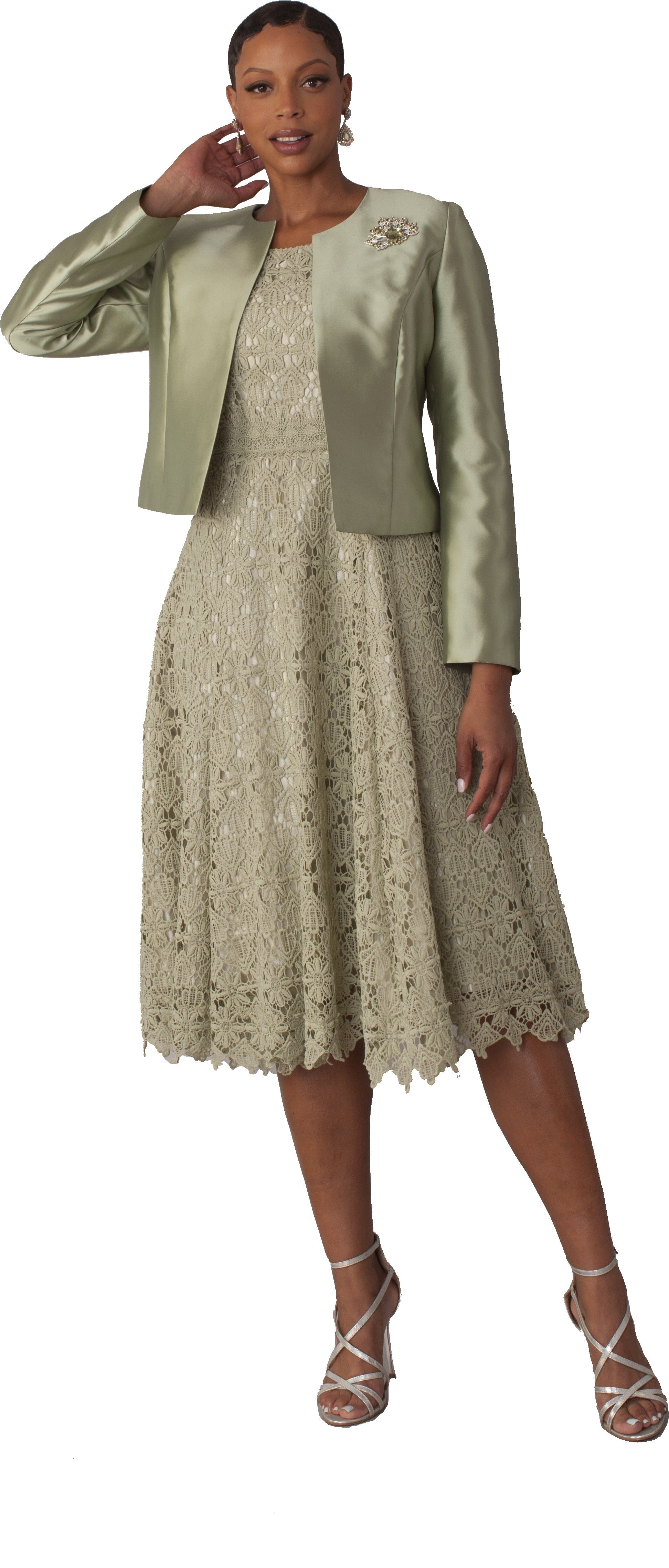 Lace Church Dress with Satin Jacket Set- 4529 by Tally Taylor