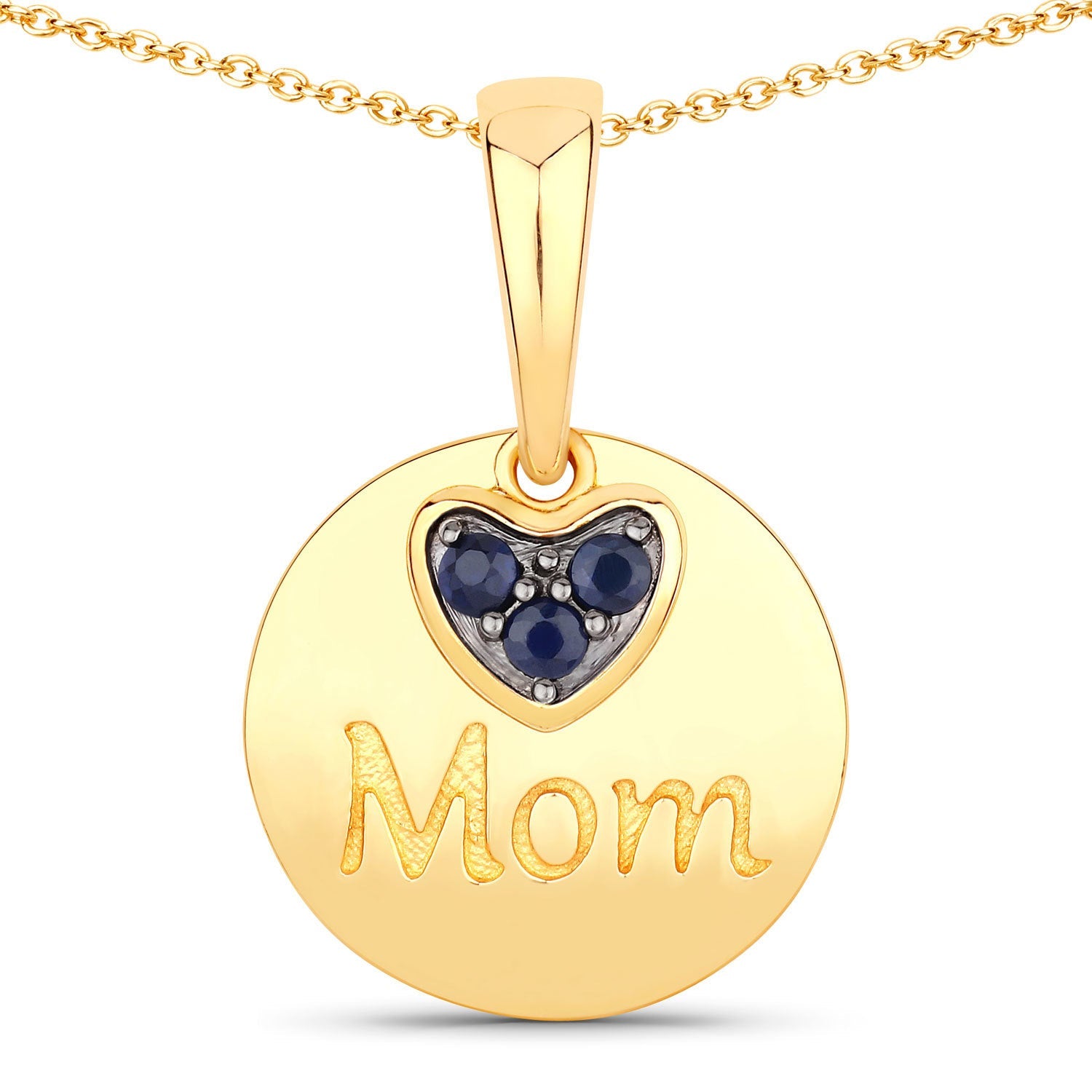 0.20 Carat Genuine Blue Sapphire .925 Sterling Silver Pendant by Bids.com