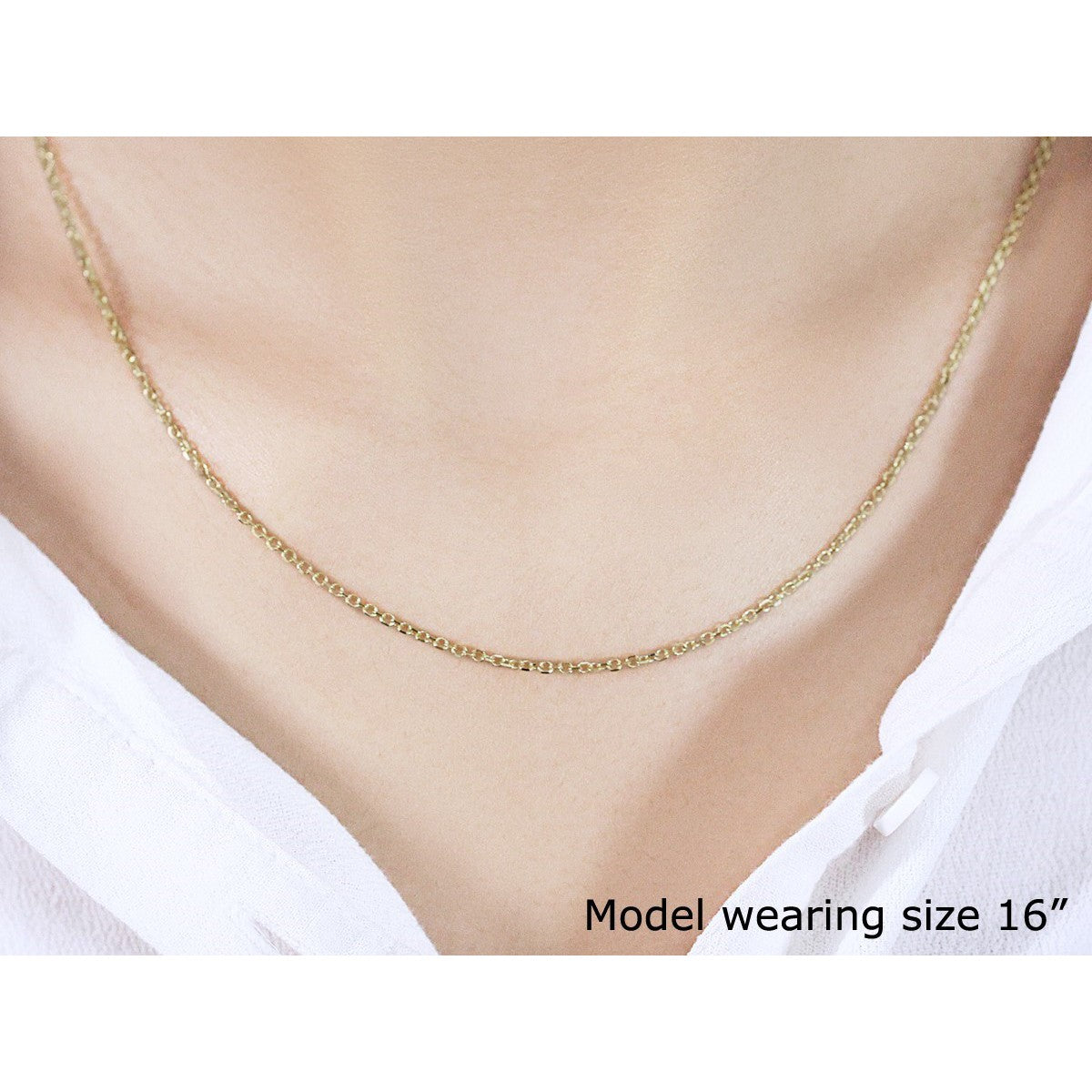 18k Yellow Gold Diamond Cut Cable Link Chain (1.40 mm) by Bids.com