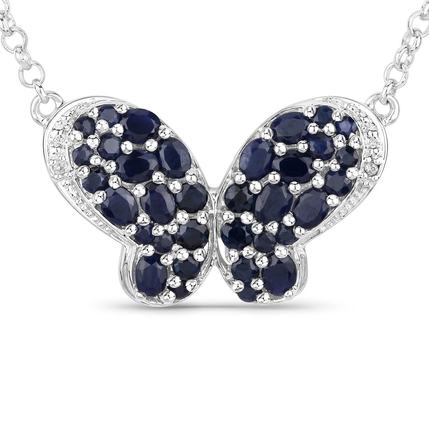 3.83 Carat Genuine Blue Sapphire and White Zircon .925 Sterling Silver Pendant by Bids.com