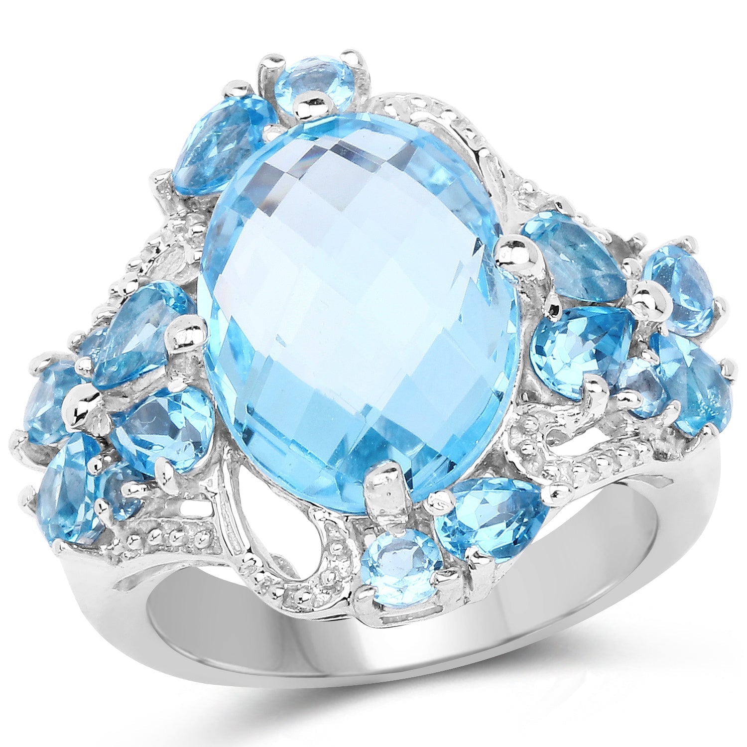 9.50 Carat Genuine Blue Topaz and Swiss Blue Topaz .925 Sterling Silver Ring by Bids.com