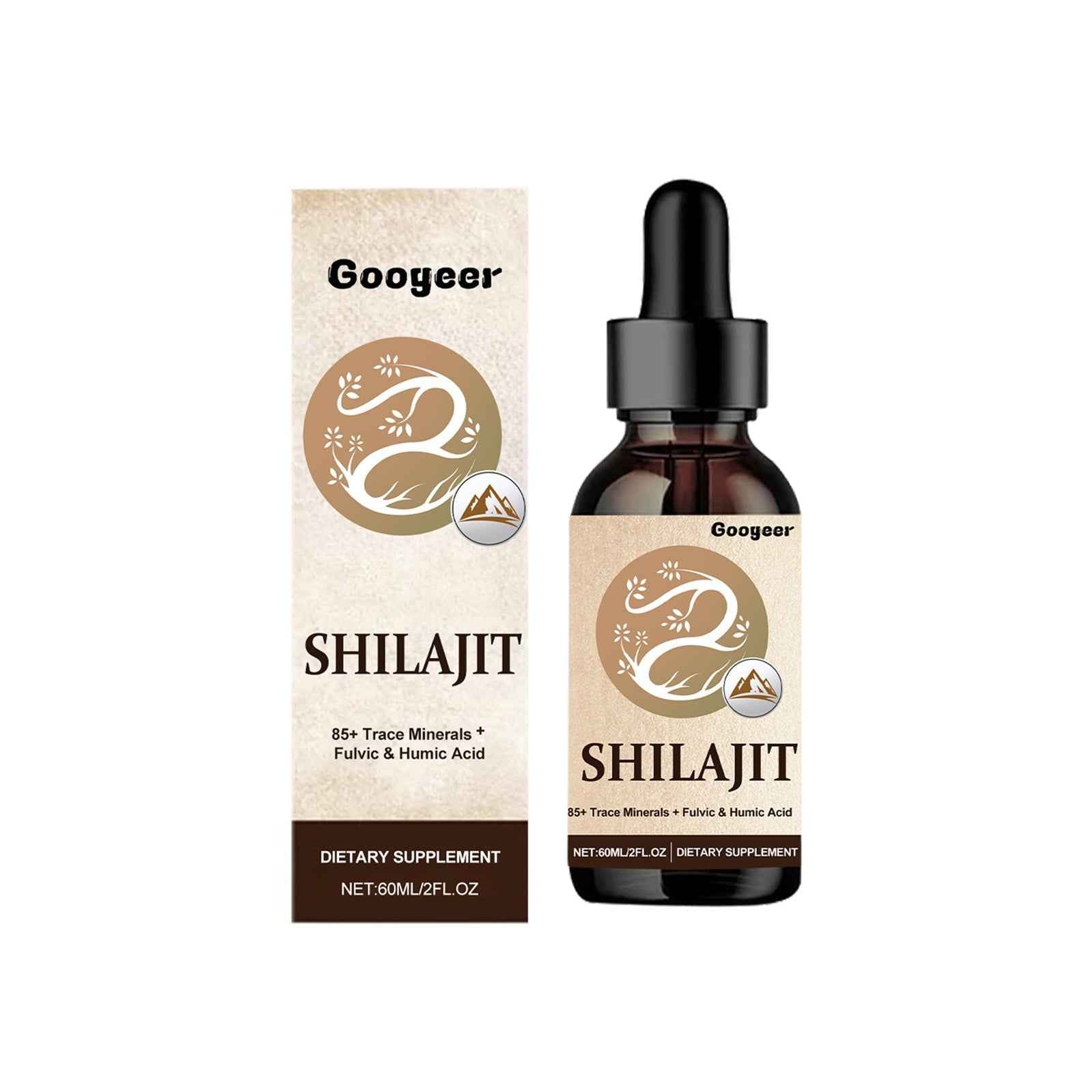 Shilajit Liquid Drops 85+ Trace Minerals – Fulvic & Humic Acid | Himalayan Dietary Supplement 60ml / 2 fl oz