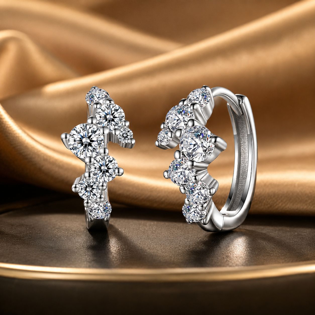 925 Sterling Silver Earrings with CZ White Gold Plating DestGlow