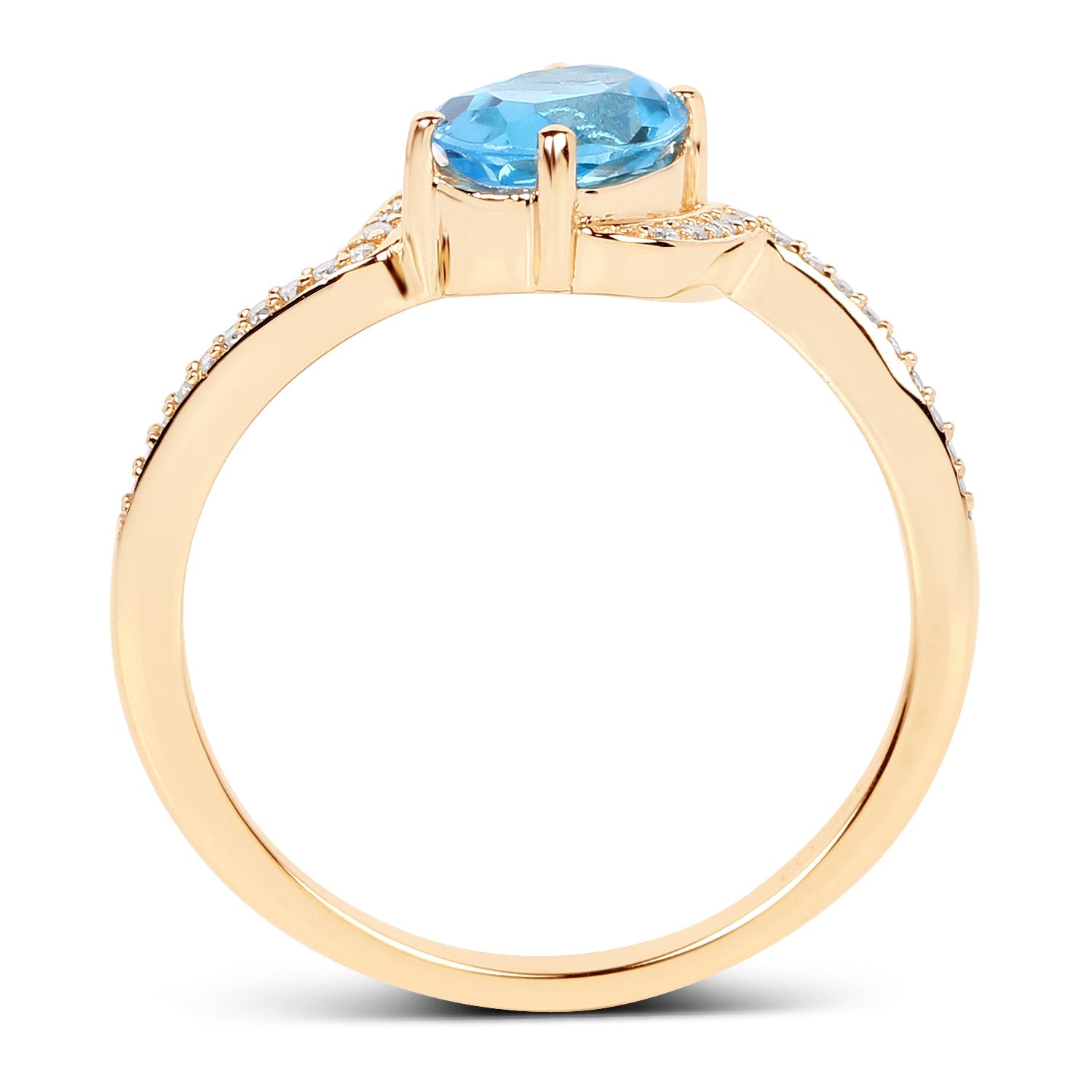 1.04 Carat Genuine Swiss Blue Topaz and White Diamond 14K Yellow Gold Ring by Bids.com