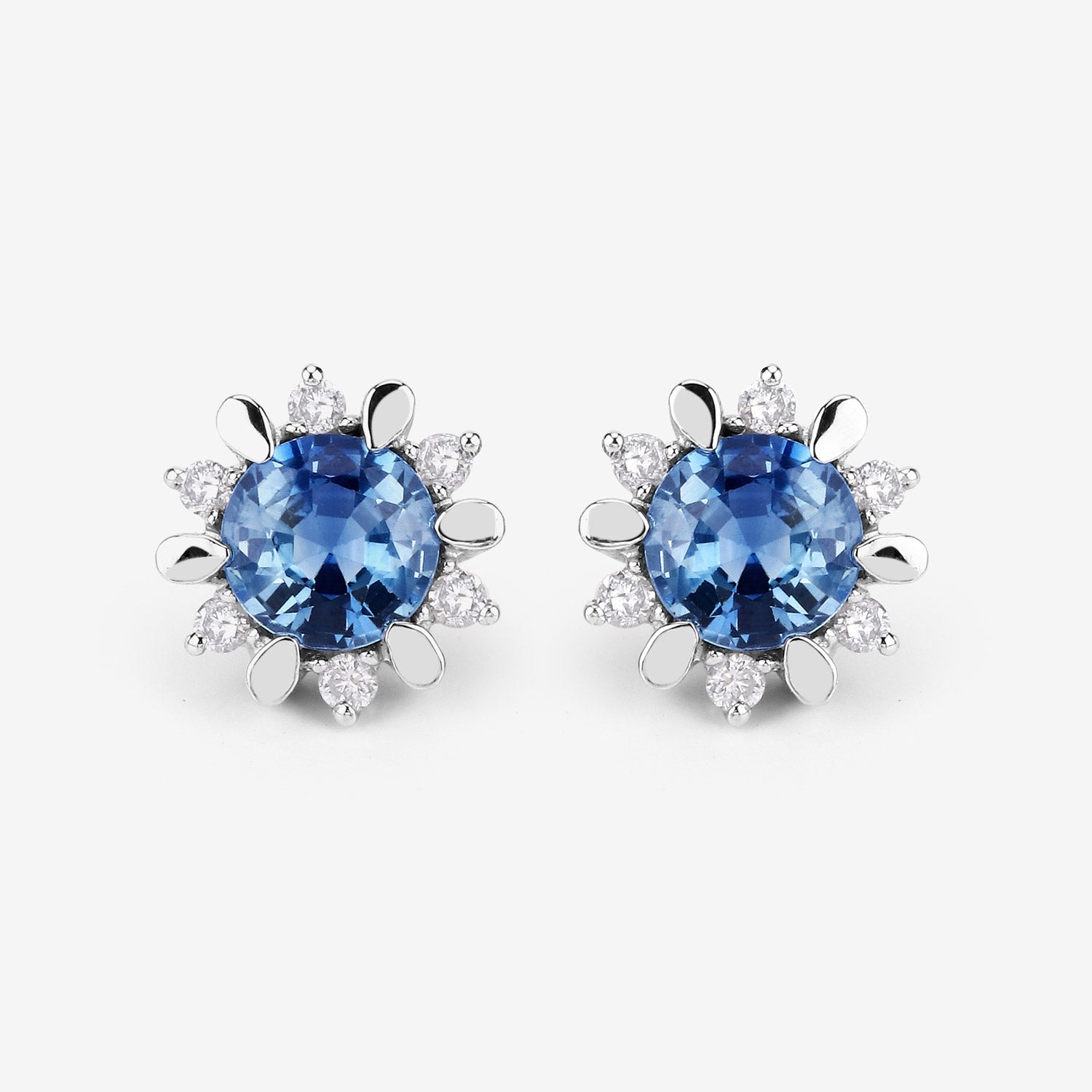 1.87 Carat Genuine Blue Sapphire and White Diamond 14K White Gold Earrings by Bids.com