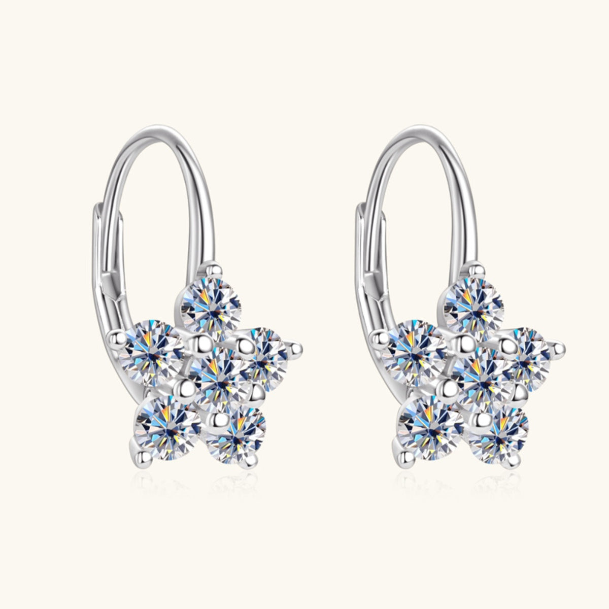 1.2 Carat Pure Sterling Silver Sparkala™ Flower Huggie Earrings by Sparkala