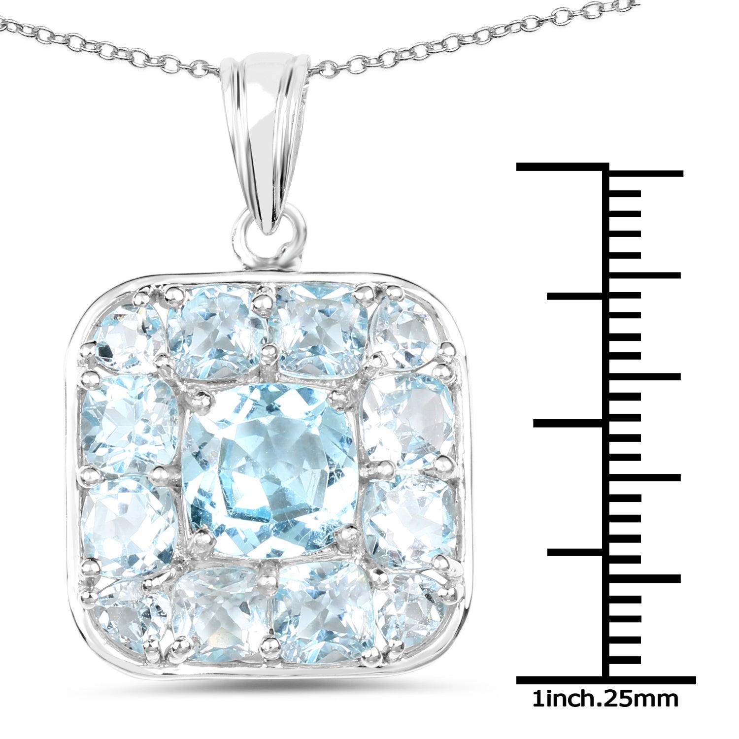 10.05 Carat Genuine Blue Topaz .925 Sterling Silver Pendant by Bids.com