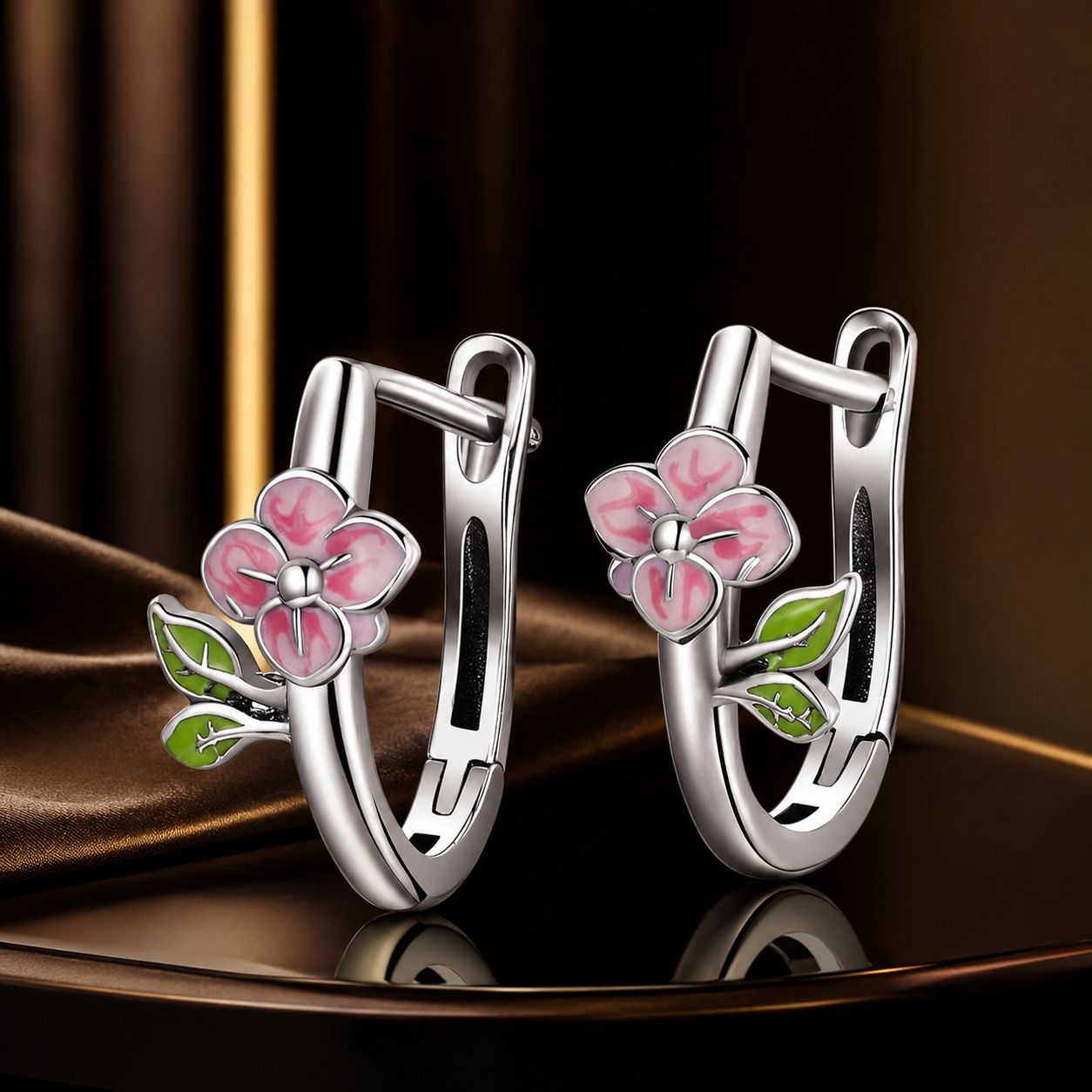 925 Sterling Silver Enamel Oxidized Silver Earrings for Women - 1.5x0.7cm DestGlow