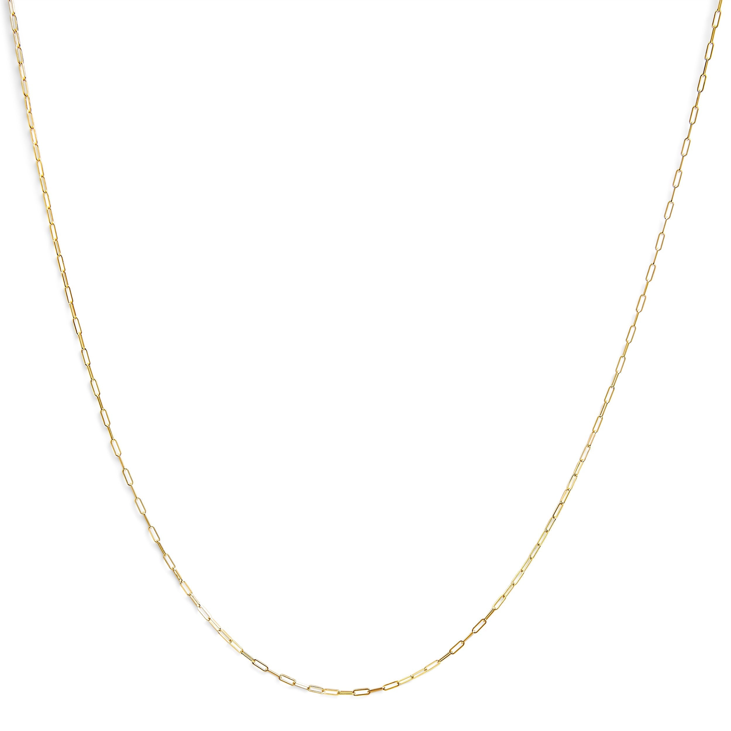 Unisex Solid 14K Yellow Gold 1.5mm Paperclip Chain Necklace - 18 Inches DestGlow