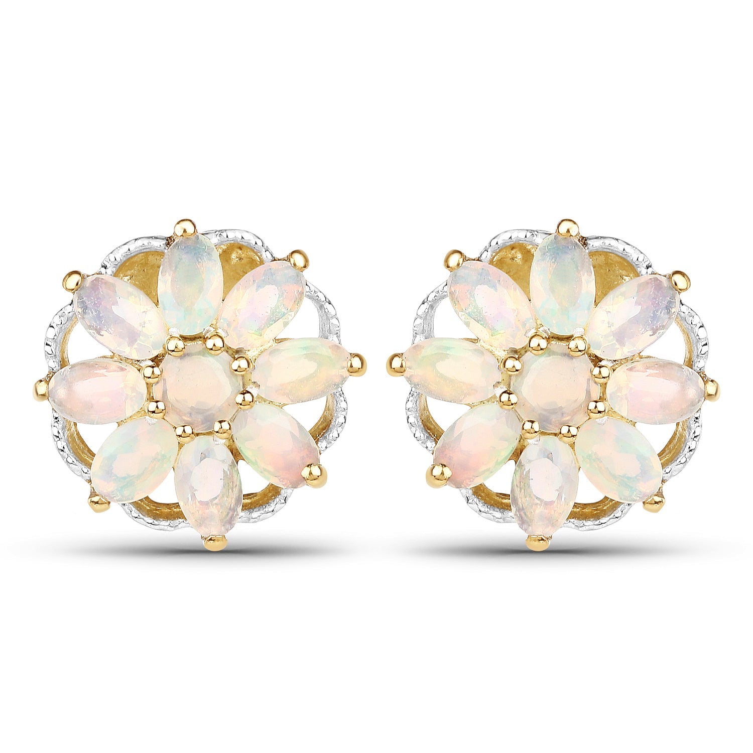 14K Yellow Gold Plated 2.70 Carat Genuine Ethiopian Opal .925 Sterling Silver Earrings by Bids.com