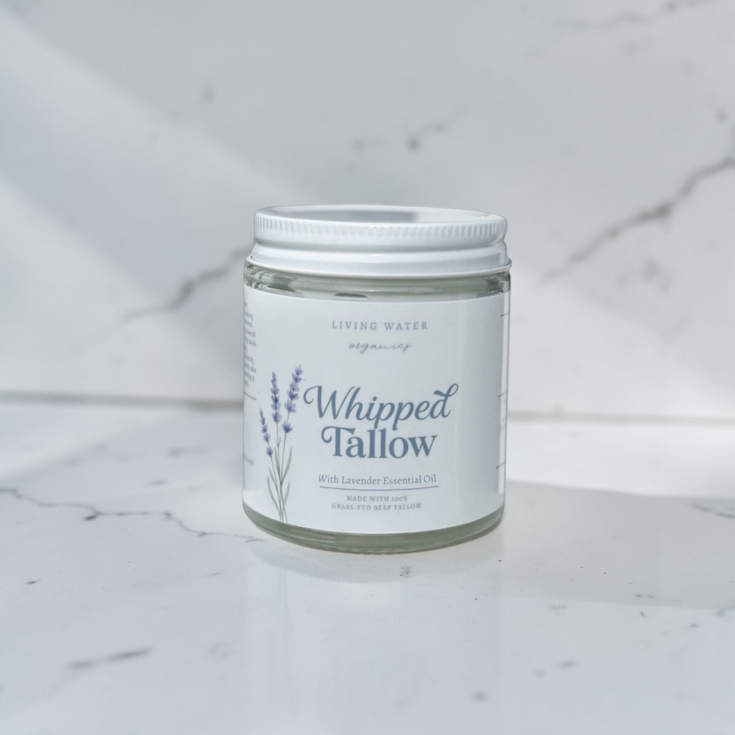 100% Grass Fed Whipped Tallow for Face, Hair, and Skin, Natural Tallow by Living Water Organics
