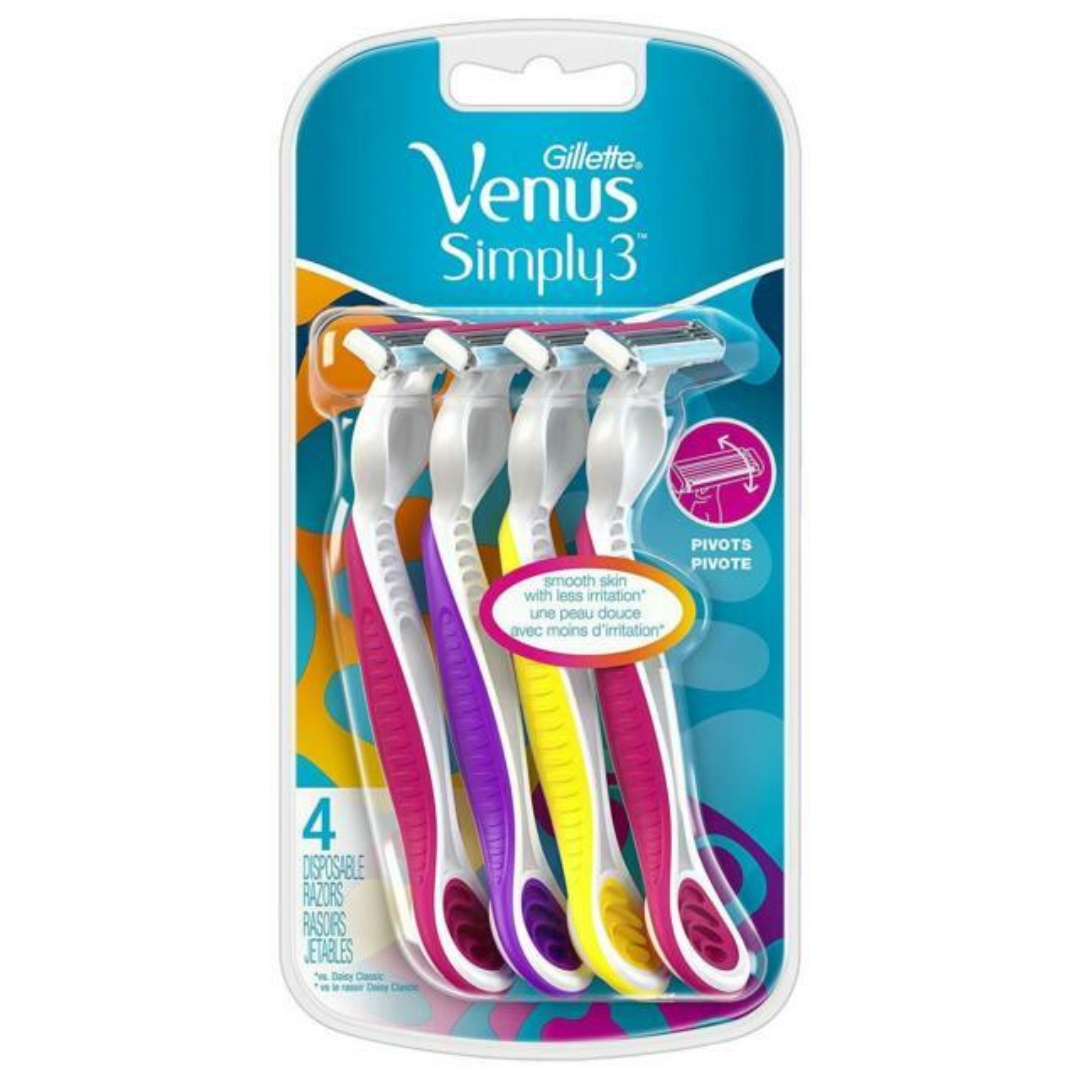 Gillette Simply Venus 3 Disposable Razors (4ct) DestGlow