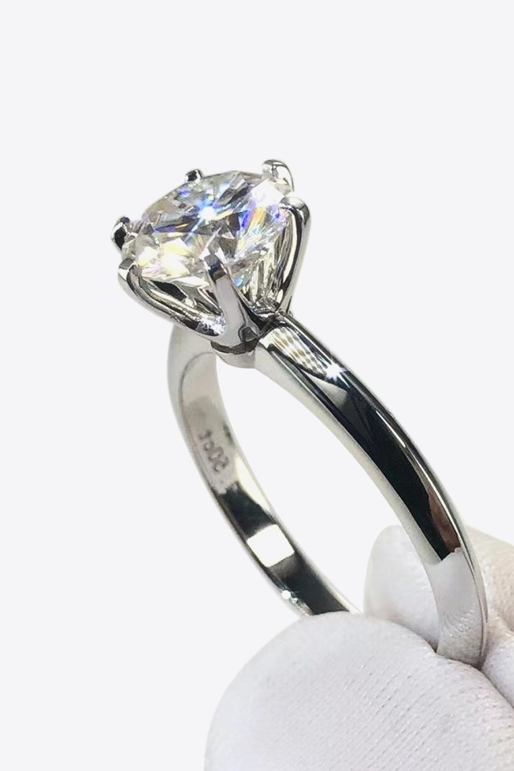 Adored Platinum Over Pure Sterling Silver 3 Carat Brilliant Round Cut Sparkala™ 6-Prong Solitaire Ring by Sparkala