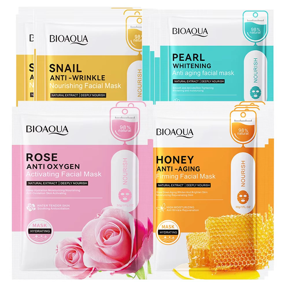12Pc Rose Flower Extract Face Mask Korean Whitening Sheet Mask Moisturizing Mask Nourishing Skincare Facial Korean Fresh Product by Korean Skin Care