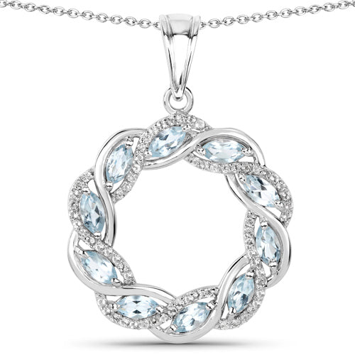 1.93 Carat Genuine Blue Topaz and White Topaz .925 Sterling Silver Pendant by Bids.com