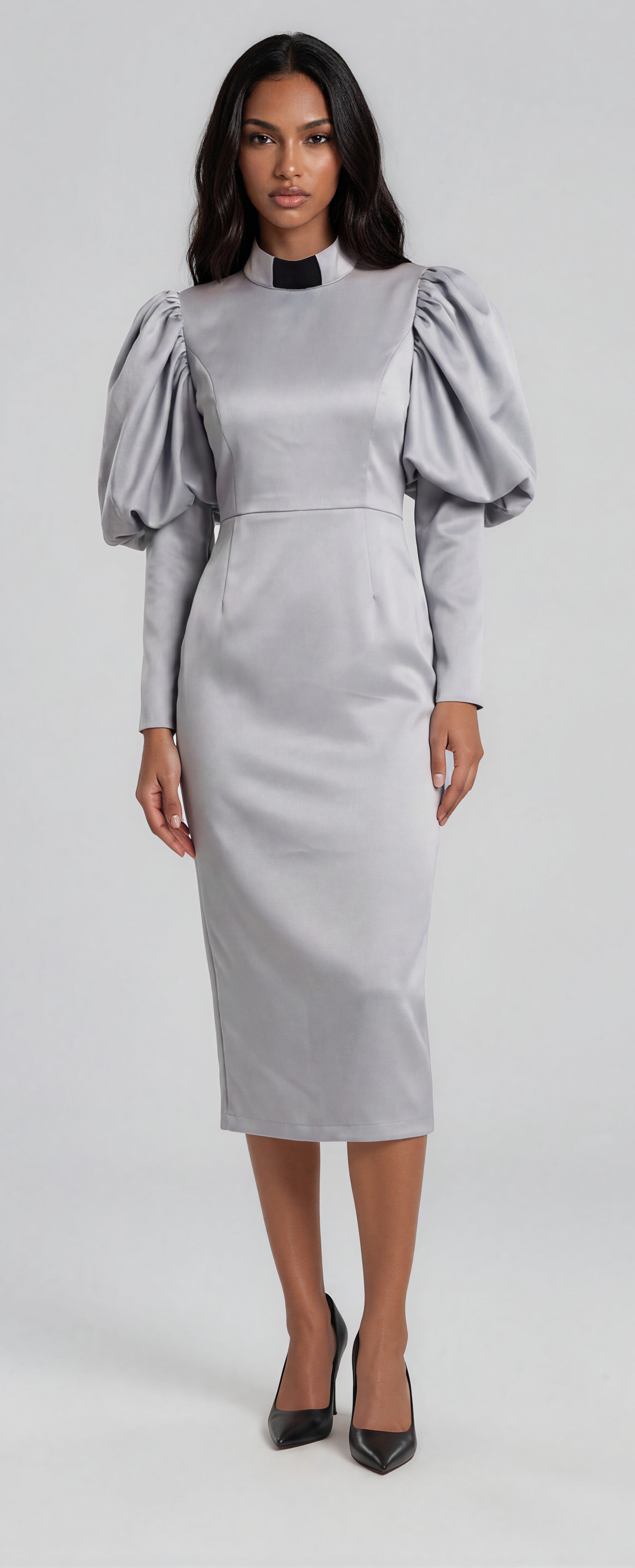 Clergy Dress with Puff Sleeves and Classic Collar- 4813 by Tally Taylor