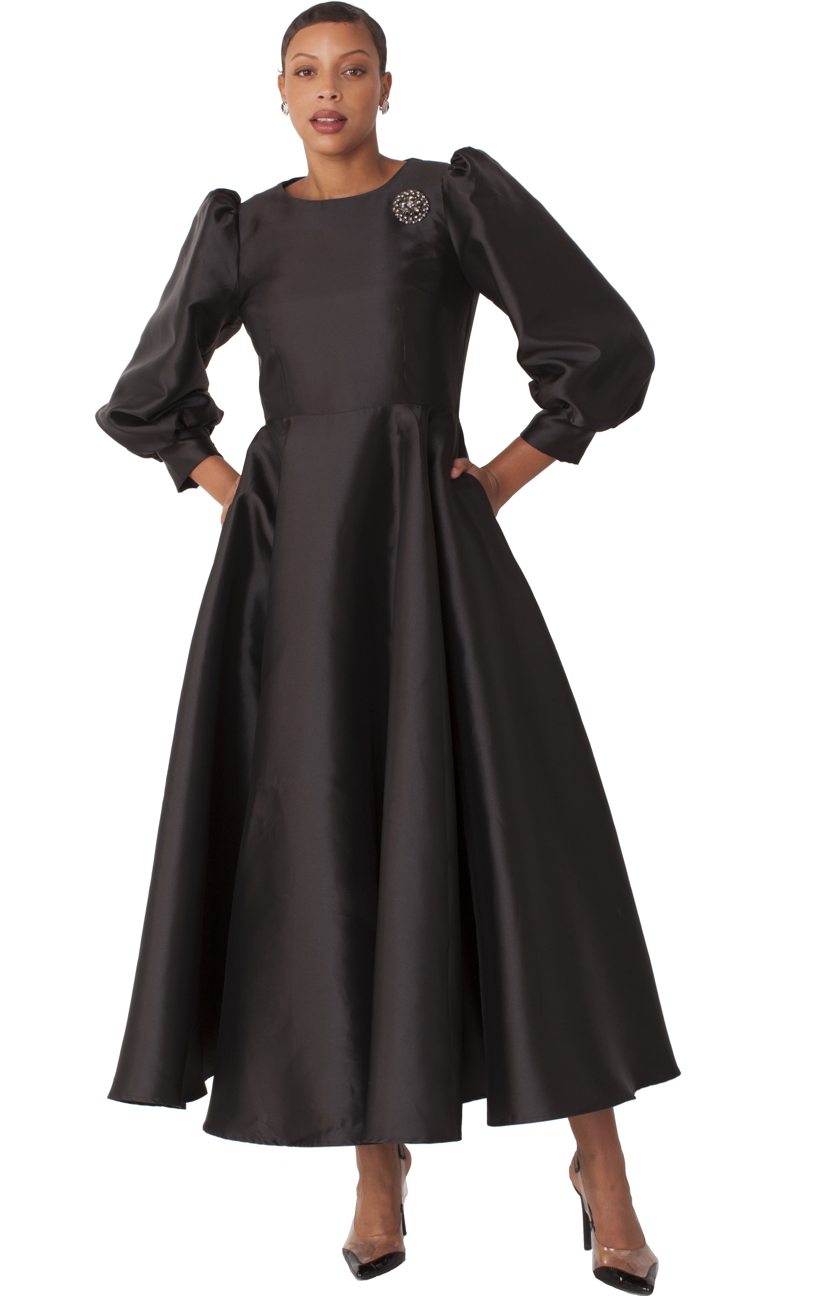 Plus Size Elegant Long Dress with Bishop Sleeves - 4820W by Tally Taylor
